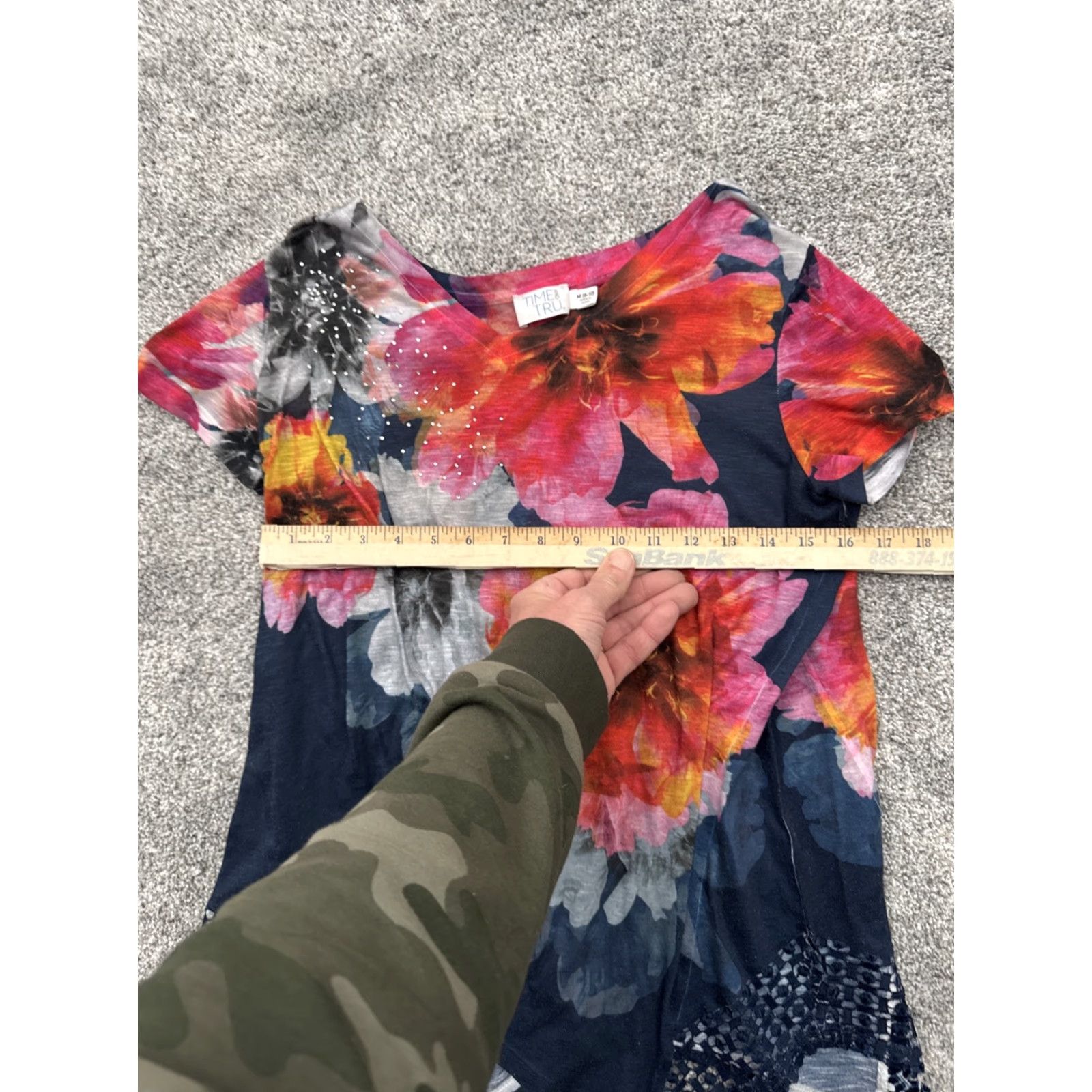 Vintage Time And Tru Floral Handkerchief Hem Tunic Womens Medium Blouse Casual Boho Floral Artsy Bohemian 90s? Size M / US 6-8 / IT 42-44 - 3 Thumbnail