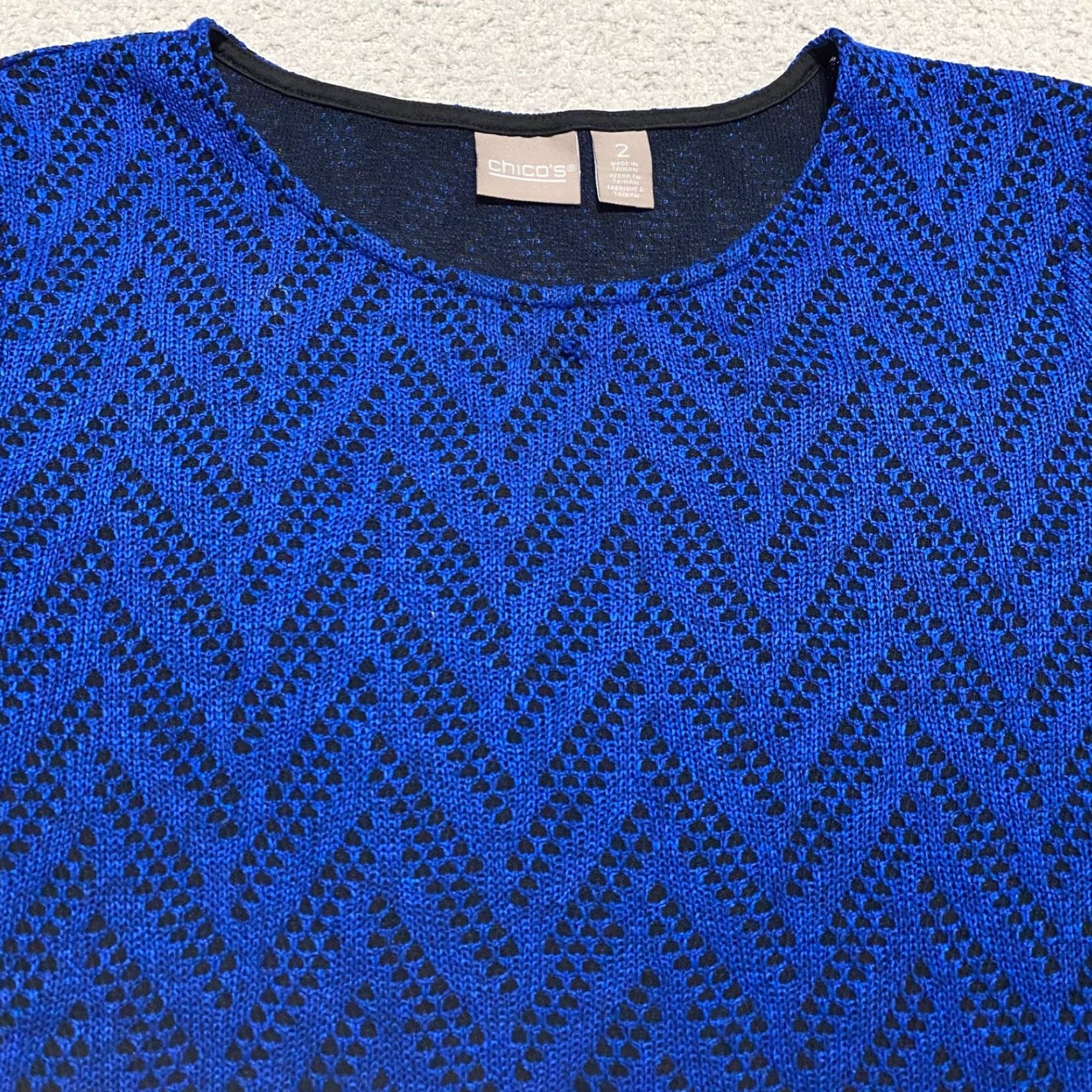 Vintage Chico's Womens Shirt Blue Geometric Long Sleeve Round Neck L Bohemian 90s? Size L / US 10 / IT 46 - 6 Thumbnail
