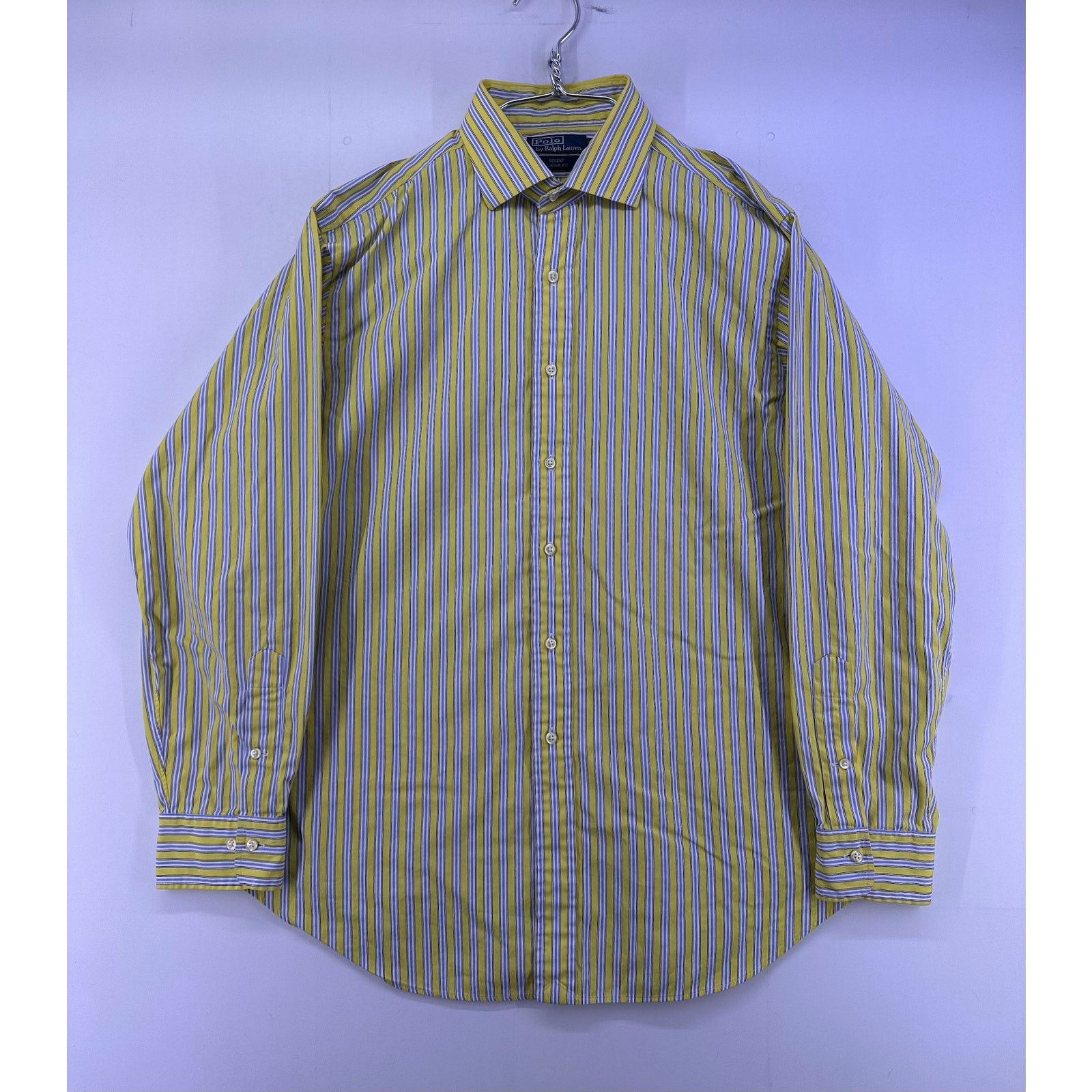 Polo Ralph Lauren Polo Ralph Lauren Yellow Blue Striped Shirt Size 17/34 Size US XL / EU 56 / 4 - 1 Thumbnail