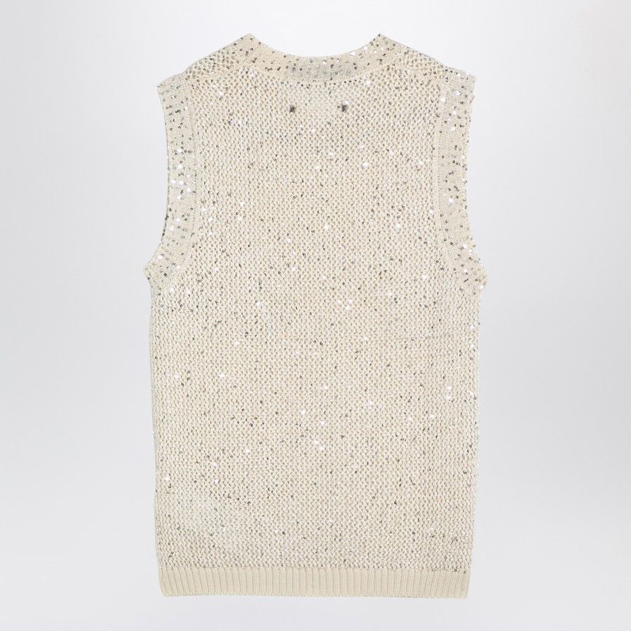 Golden Goose o1d2blof0824 Cotton-Blend Knit Waistcoat in Ivory Size S / US 4 / IT 40 - 2 Thumbnail