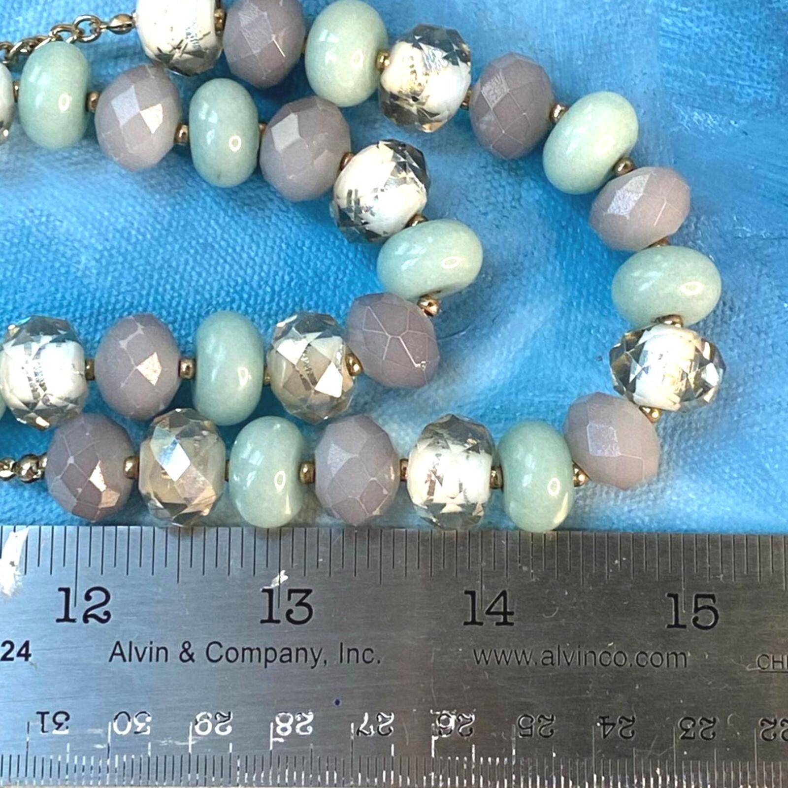 Other LOFT Beaded Necklace Aqua Gray Gold Chain Size ONE SIZE - 7 Thumbnail