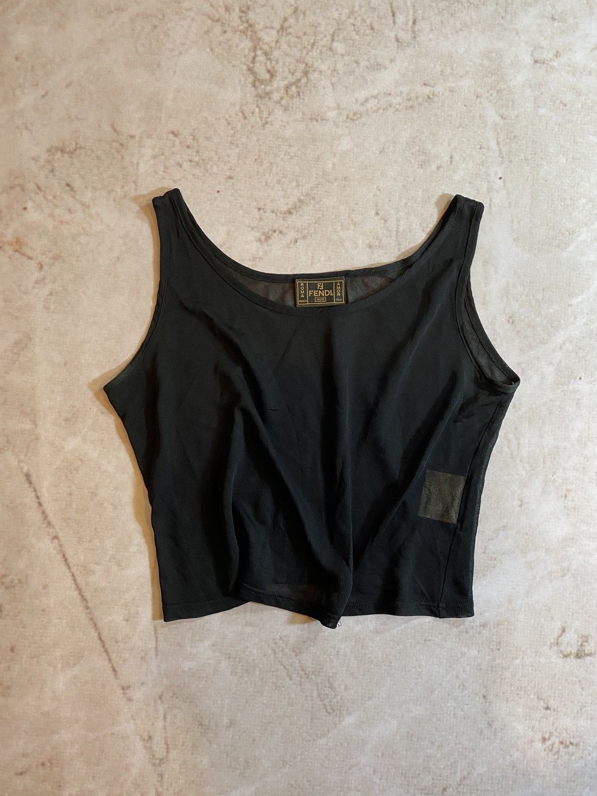 Vintage Fendi mesh Top black tank top 90s, image size:1200x1600
