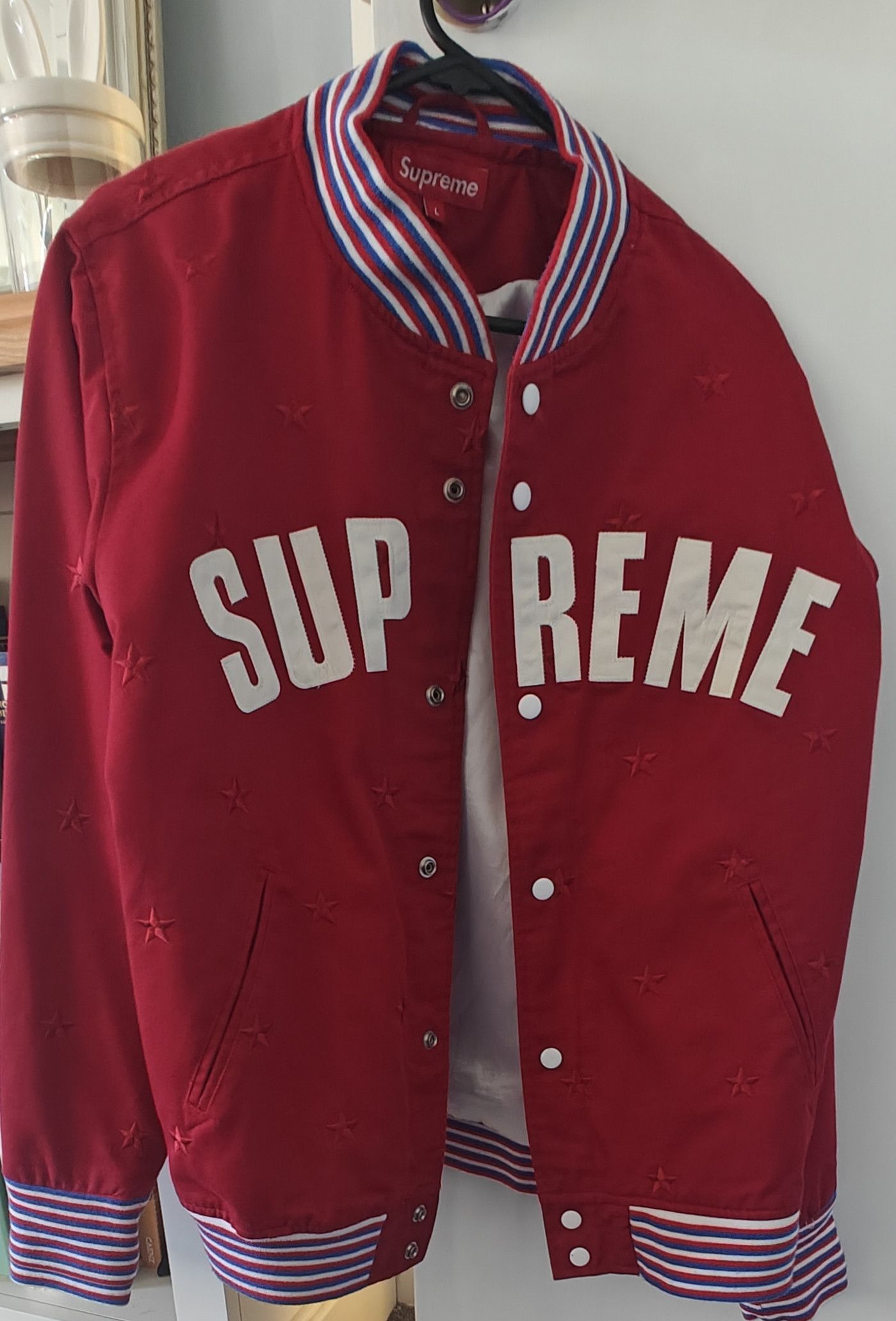 Supreme Supreme x Starter Star Embroidered Varsity Jacket - Red (L 