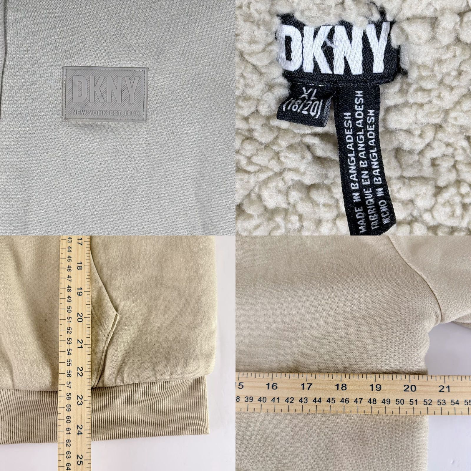 DKNY DKNY Hoodie Women XL Cream Sherpa-Lined Full Zip Winter Pockets Outdoor Y2K - XL Size XL / US 12-14 / IT 48-50 - 8 Thumbnail
