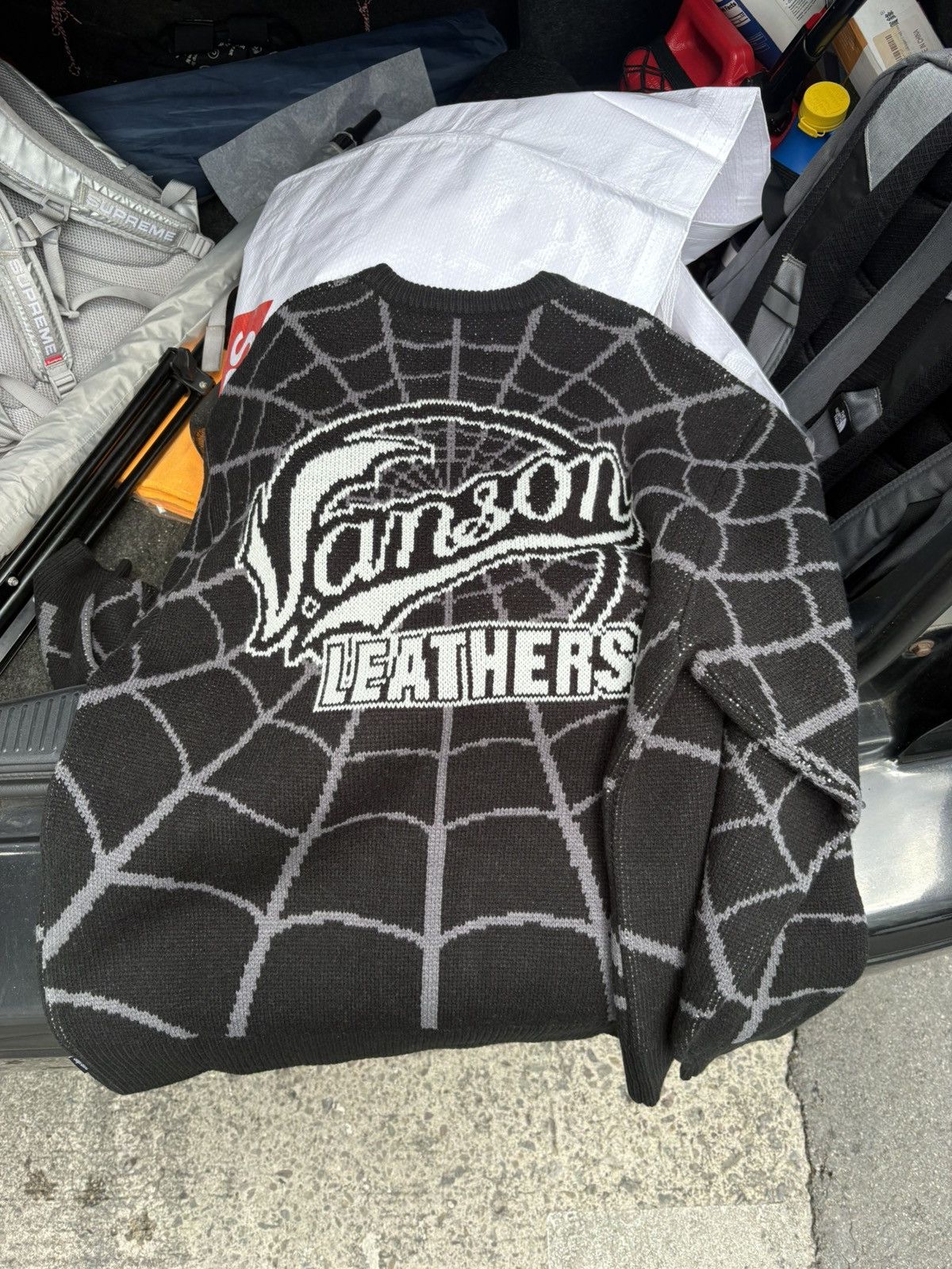 Supreme × Vanson Leathers Supreme Spiderman Vanson Leathers Crewneck Black M New Size US M / EU 48-50 / 2 - 4 Thumbnail