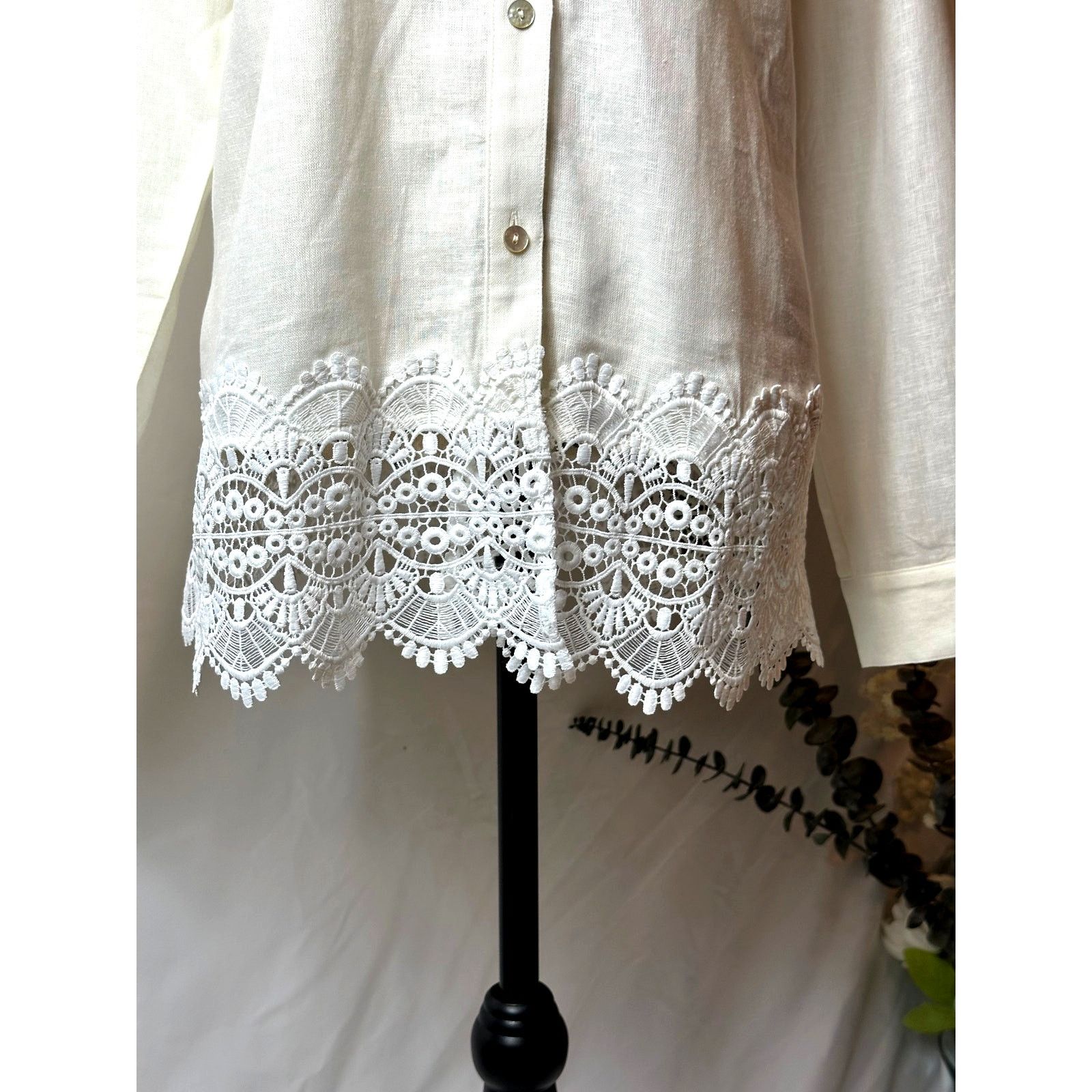 Other Susan Graver Cross-Dyed Linen Blend Button Shirt Cream M Size M / US 6-8 / IT 42-44 - 8 Thumbnail