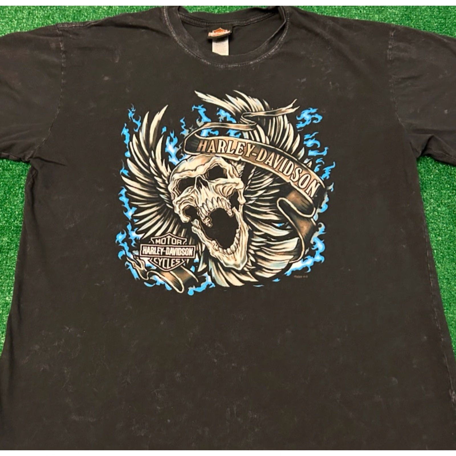 Harley Davidson VINTAGE Harley-Davidson Skull Wings Flames T-Shirt VTG 2023 Mens XL Black Short Sleeve Georgia 90s Biker Grunge Hip Hop Motorcycle Punk Logo Size US XL / EU 56 / 4 - 4 Thumbnail