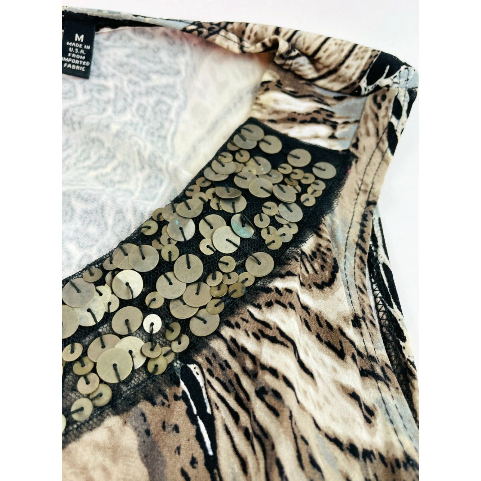 Vintage Notations Sleeveless Top Women's Brown Animal Print Beads Scoopneck M Swing Shirt Casual Size M / US 6-8 / IT 42-44 - 6 Thumbnail