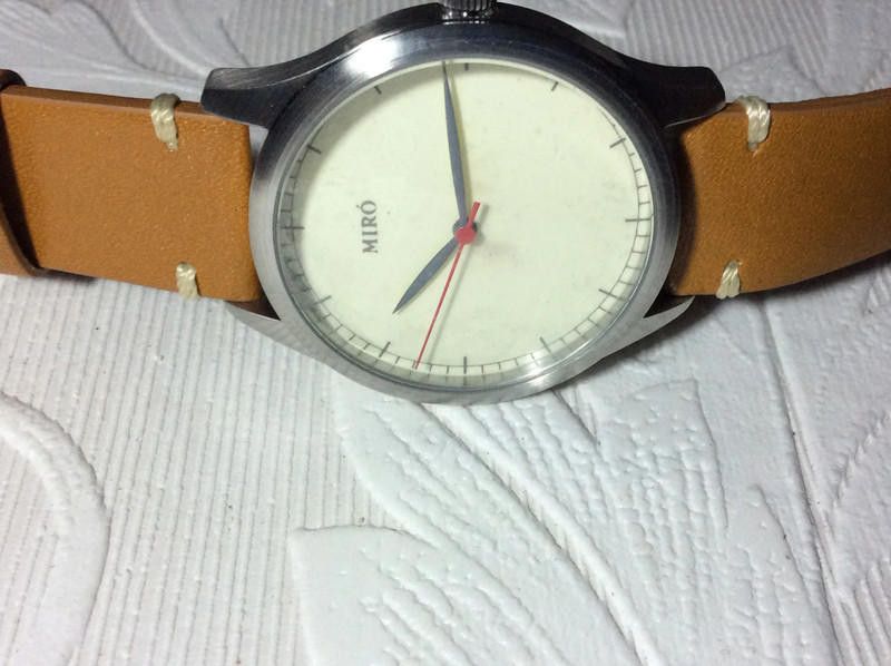 Designer Miro cream /Brown Men's leather strap Watch Size ONE SIZE - 12 Thumbnail