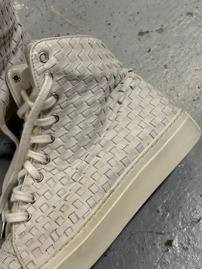 The Last Conspiracy The Last Conspiracy Cream Leather Woven High-Top Sneakers Size US 7 / EU 40 - 8 Thumbnail