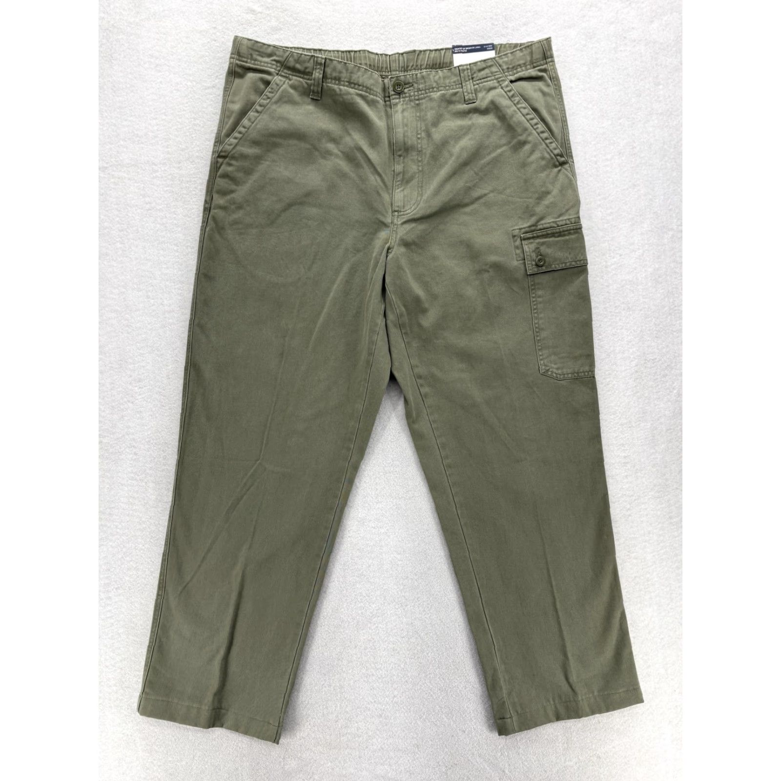 Lands' End Lands' End Cargo Pants Mens Large Green Classic Fit Elastic Waist Workwear NWT Size US 33 - 2 Thumbnail