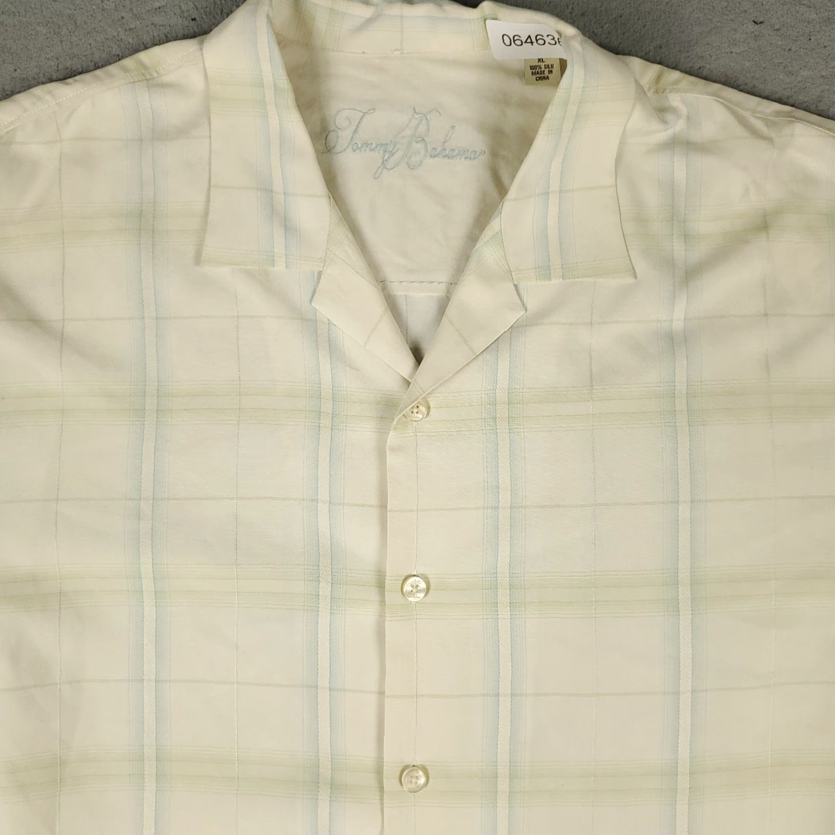 Tommy Bahama Tommy Bahama Shirt Mens XL Ivory Plaid Silk Hawaiian Button Up Short Sleeve Size US XL / EU 56 / 4 - 2 Thumbnail