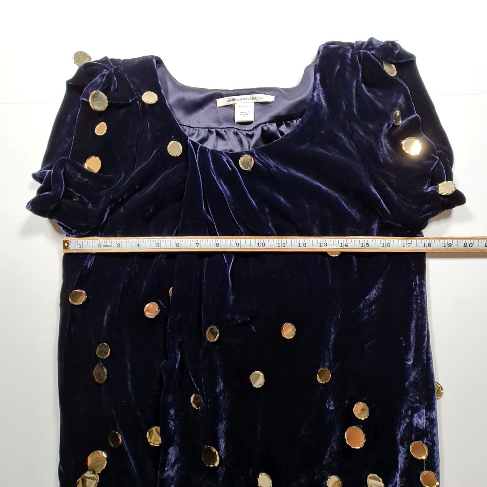 Diane von Furstenberg Diane von Furstenberg Womens Sheath Dress Navy Blue Size 8 Velour Knee Length Size M / US 6-8 / IT 42-44 - 4 Thumbnail