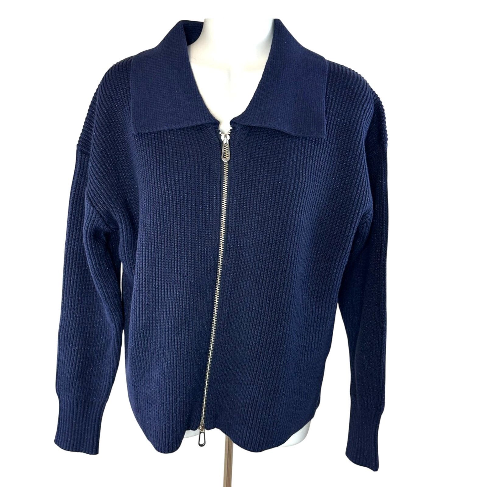 French Connection Indigo French Connection Janica Zip Cardigan Small Sweater Size S / US 4 / IT 40 - 1 Thumbnail