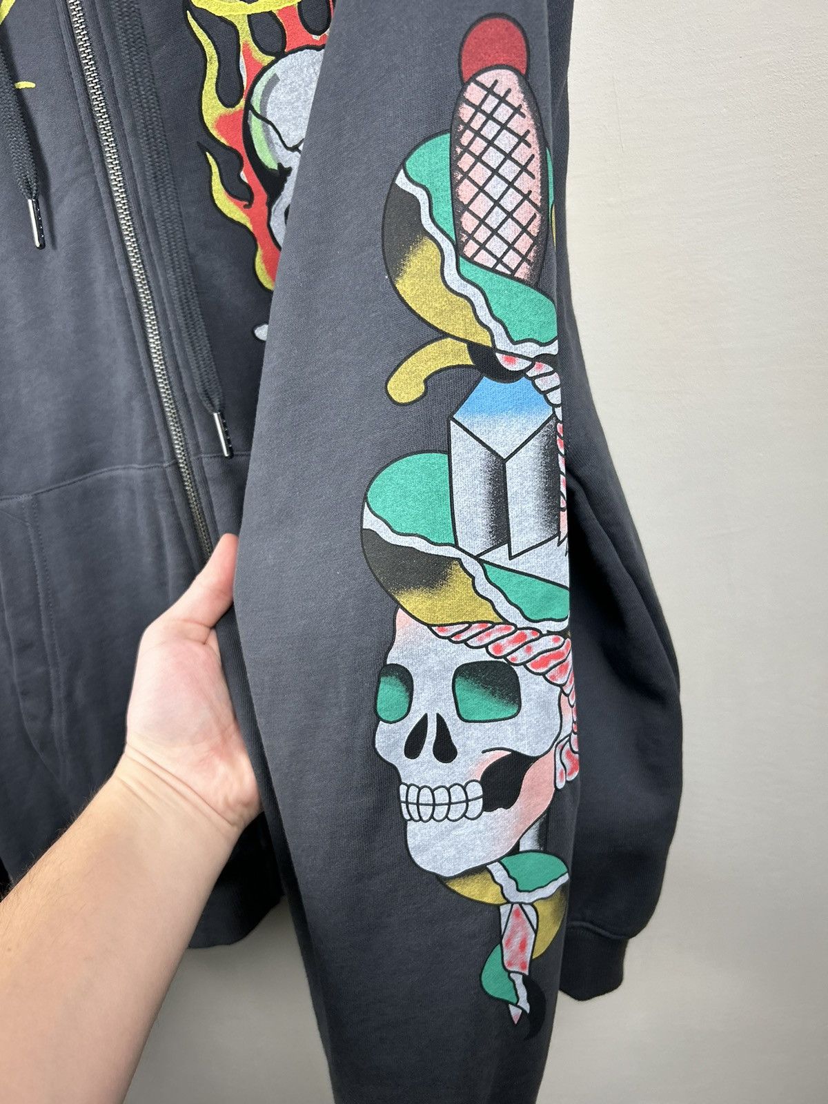 Ed Hardy Vintage Ed Hardy Zip Hoodie Fire Skull Rare Tatto Size US L / EU 52-54 / 3 - 9 Thumbnail
