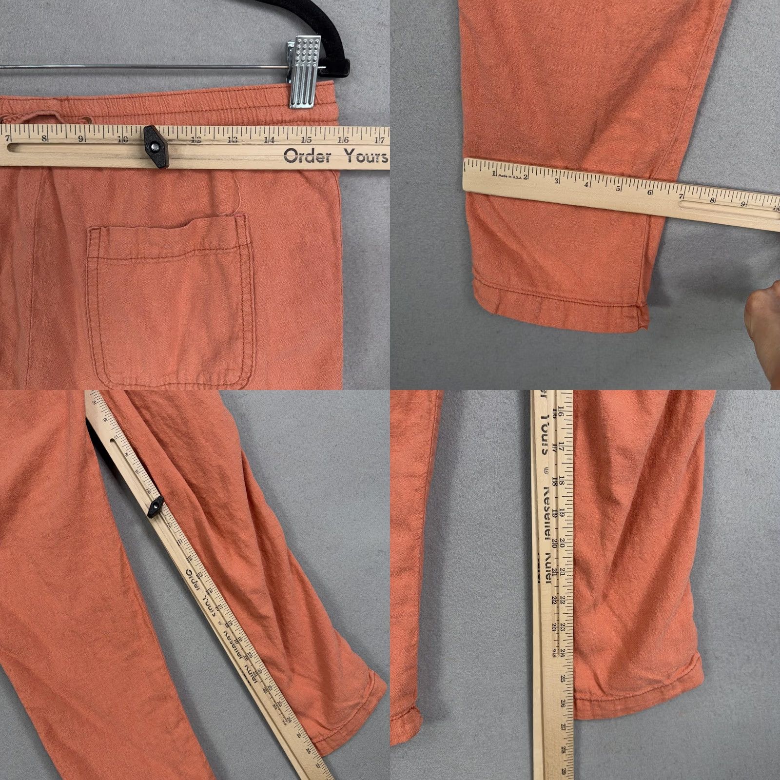 Vintage Hei Hei Womens Small Orange Jogger Pants Elastic Waist Linen Rayon Travel Casual S Size 28" / US 6 / IT 42 - 8 Thumbnail