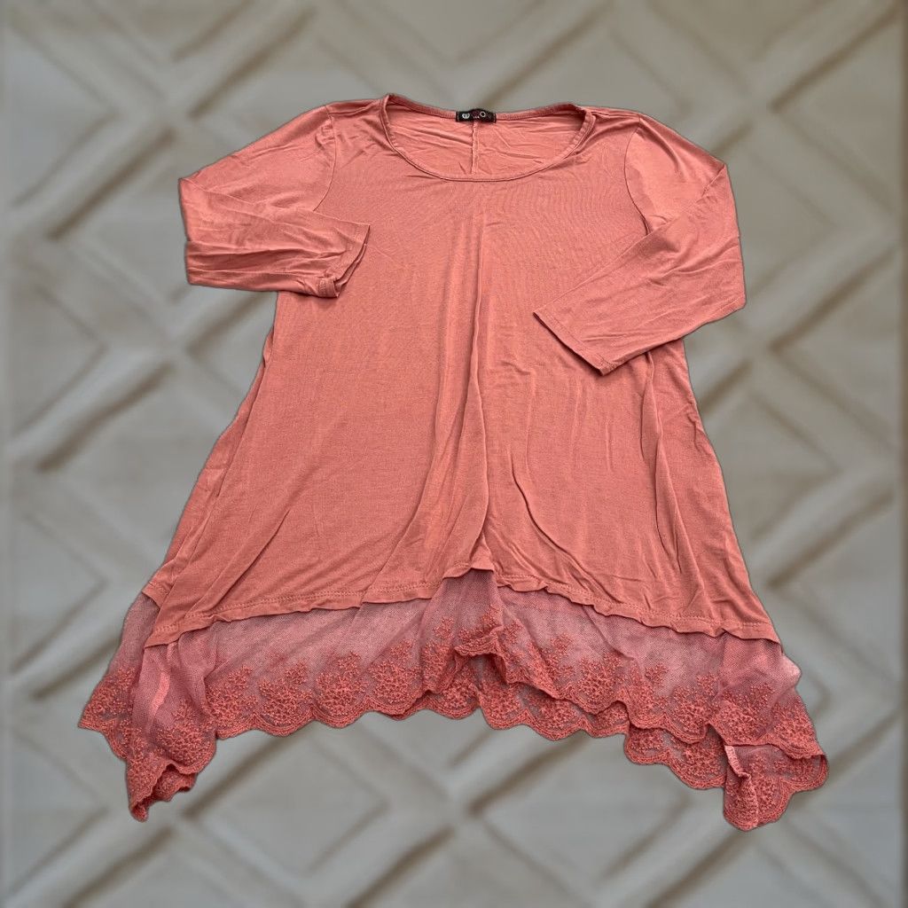 Vintage Vision USA Tunic Blouse Womens Small Orange Lace Long Sleeve Casual Size S / US 4 / IT 40 - 1 Thumbnail