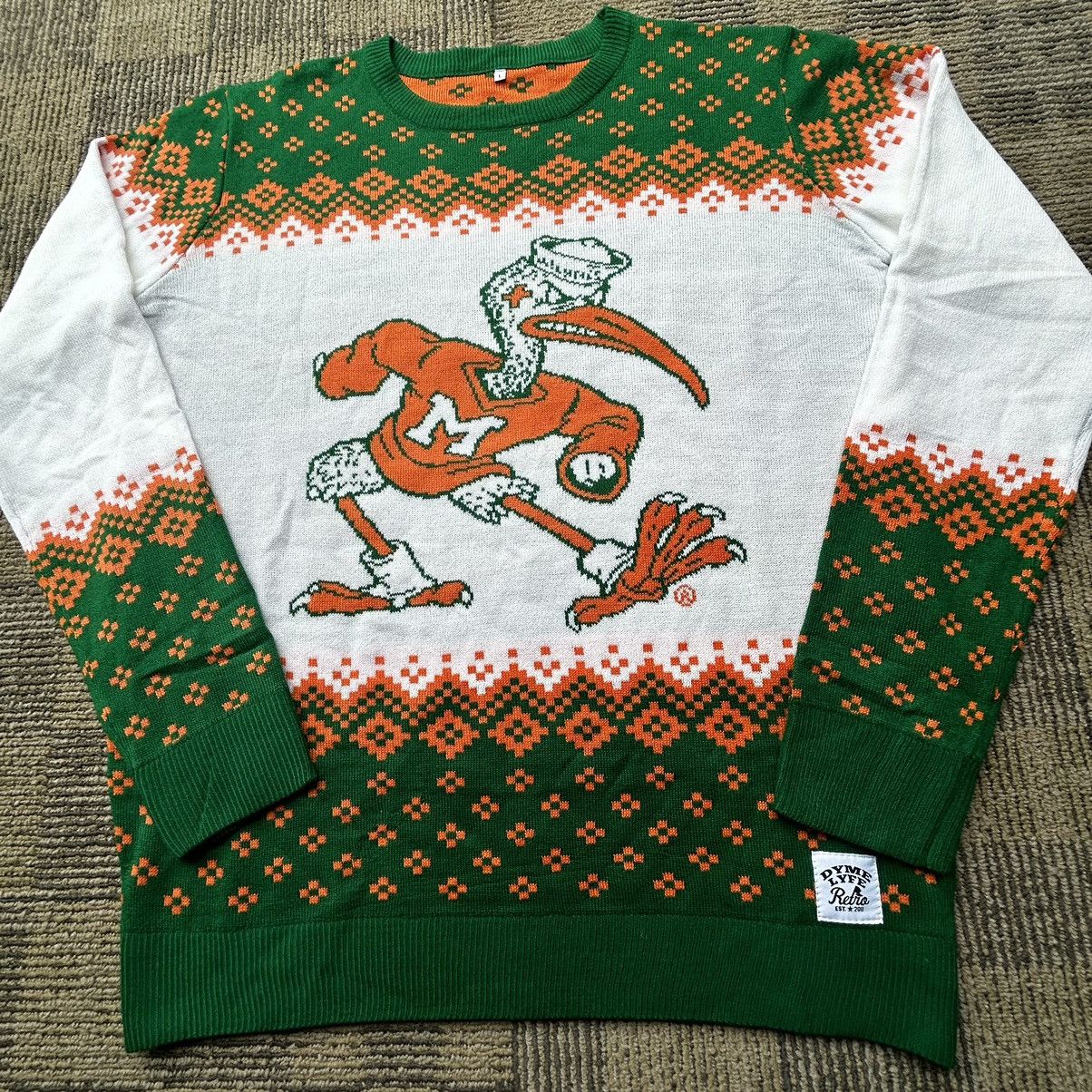 NCAA Miami Hurricanes Dyme Lyfe knitted Christmas Sweater Size US L / EU 52-54 / 3 - 2 Thumbnail