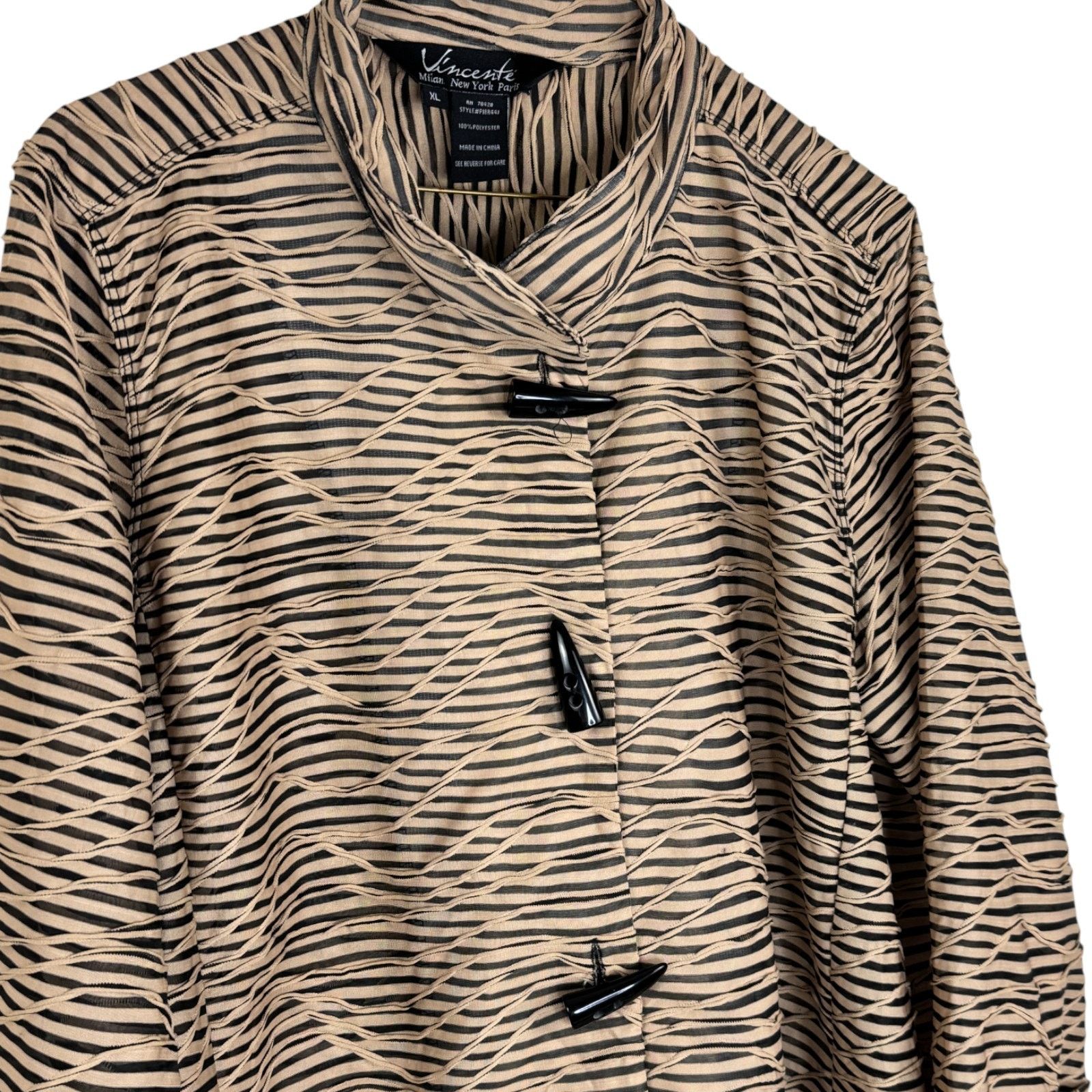 Other Vincente Shawl Shrug XL Brown Black Striped Textured Size XL / US 12-14 / IT 48-50 - 10 Thumbnail