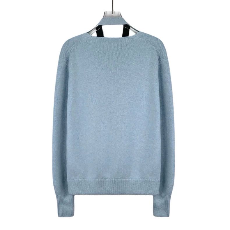 Fendi FENDI Light blue cashmere V-neck halter long-sleeve knit s Size XXS / US 00 / IT 34 - 2 Thumbnail