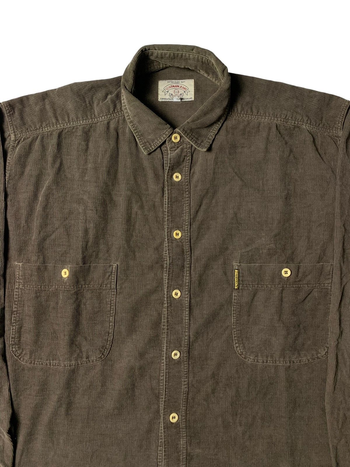 Armani 1990s Armani Jeans Double Pocket Oversized Corduroy Shirt Size US XL / EU 56 / 4 - 3 Thumbnail
