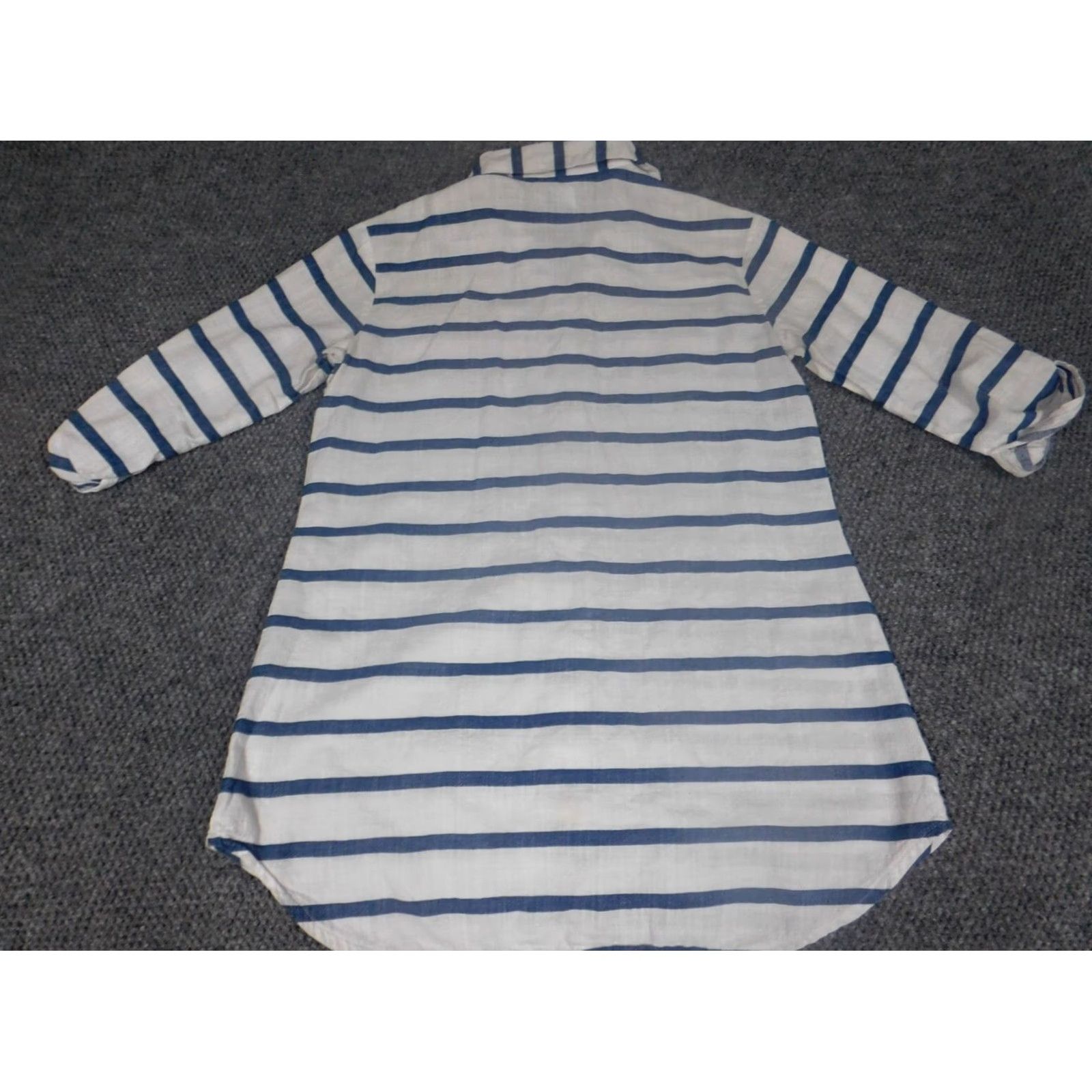Vintage Dotti Blouse Shirt Womens Small Blue Striped Button Down Short Sleeve Casual Crew Neck Regular 100% Cotton Rayon Classic Breatherable Size S / US 4 / IT 40 - 7 Thumbnail