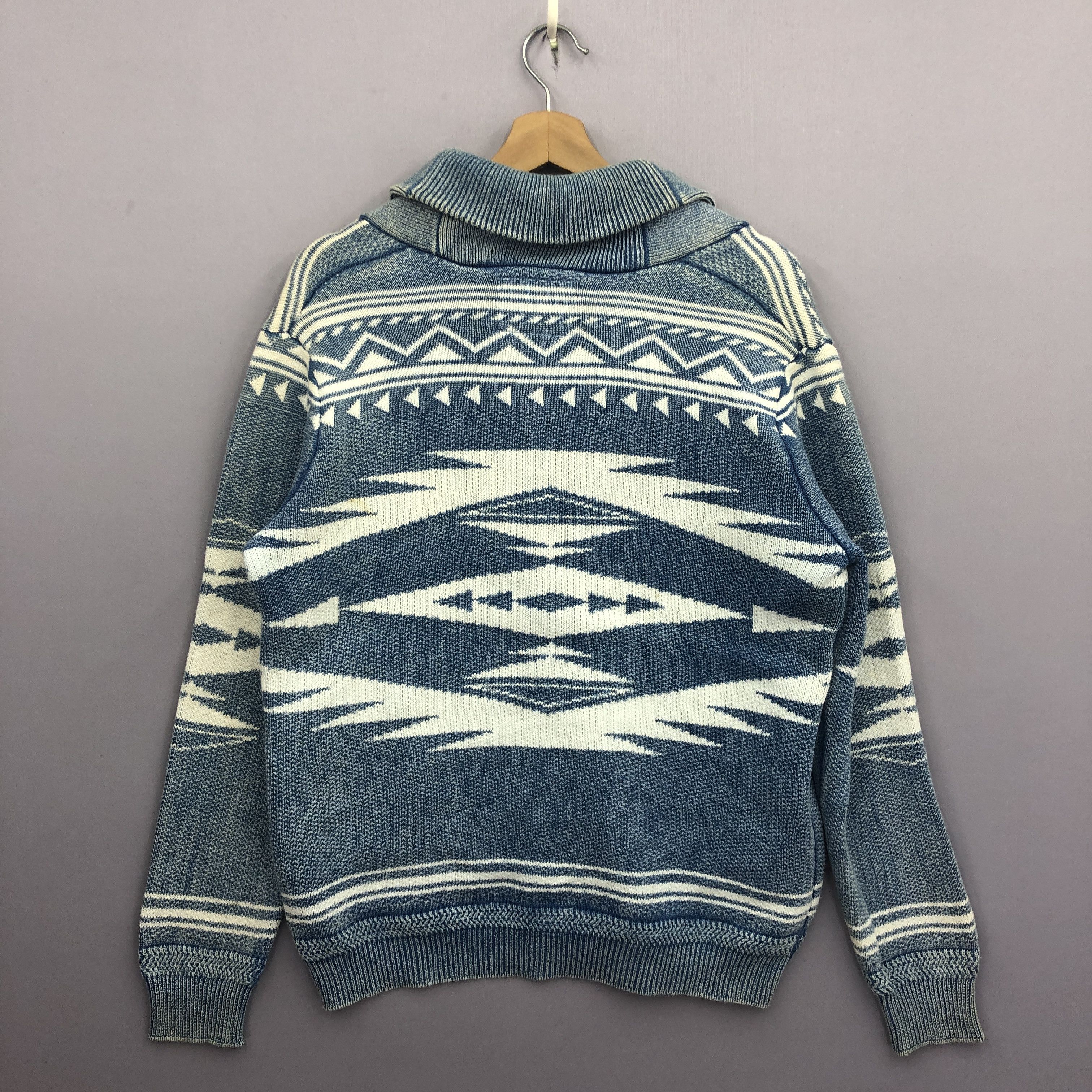 Japanese Brand Aztec Navajo Pattern Cardigan Knit Sweater Sweatshirt Size US M / EU 48-50 / 2 - 2 Thumbnail