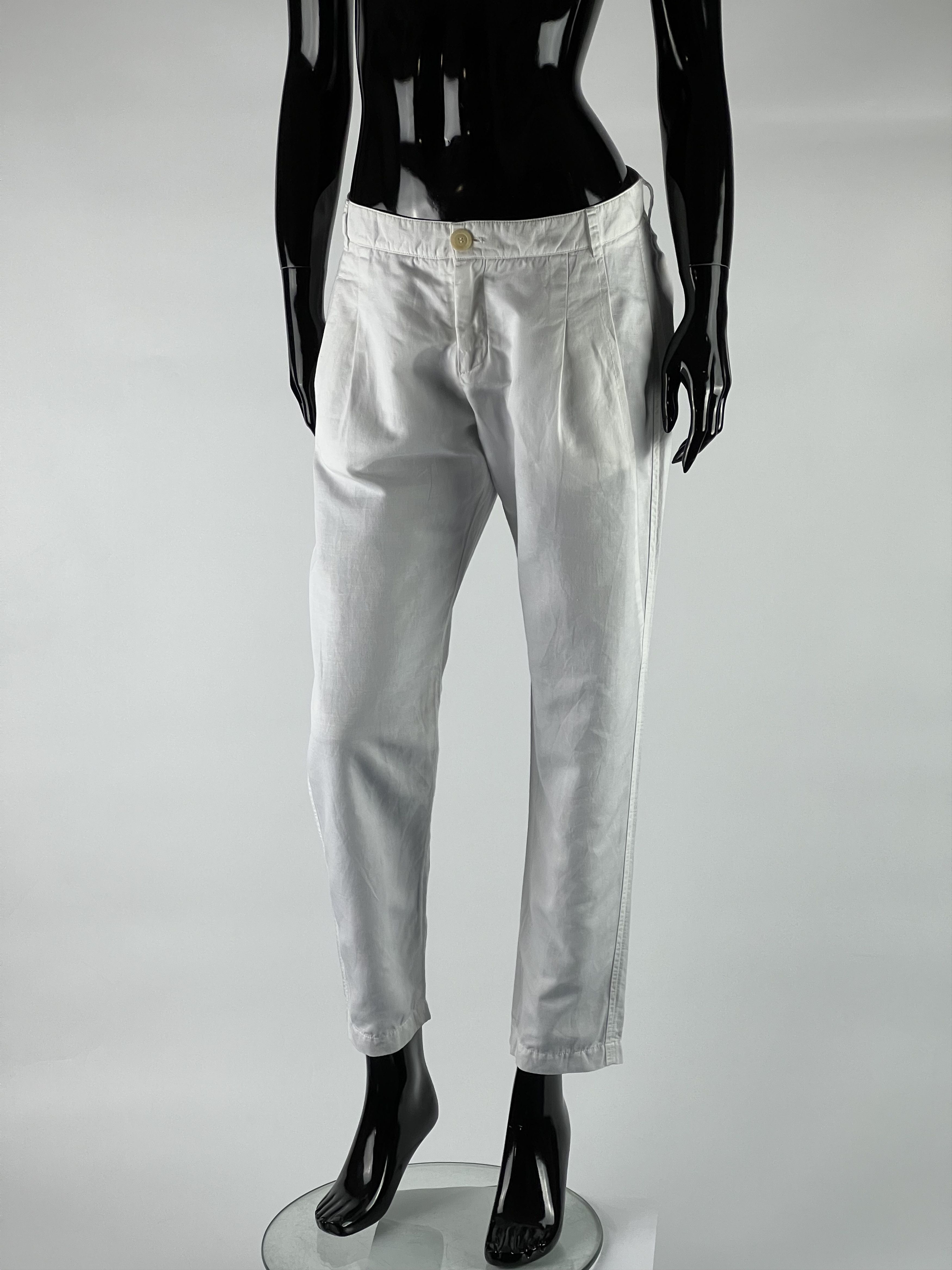 Iris von Arnim Iris Von Arnim White Cotton/Linen Chino Pants Size 36/S Size 26" / US 2 / IT 38 - 1 Thumbnail