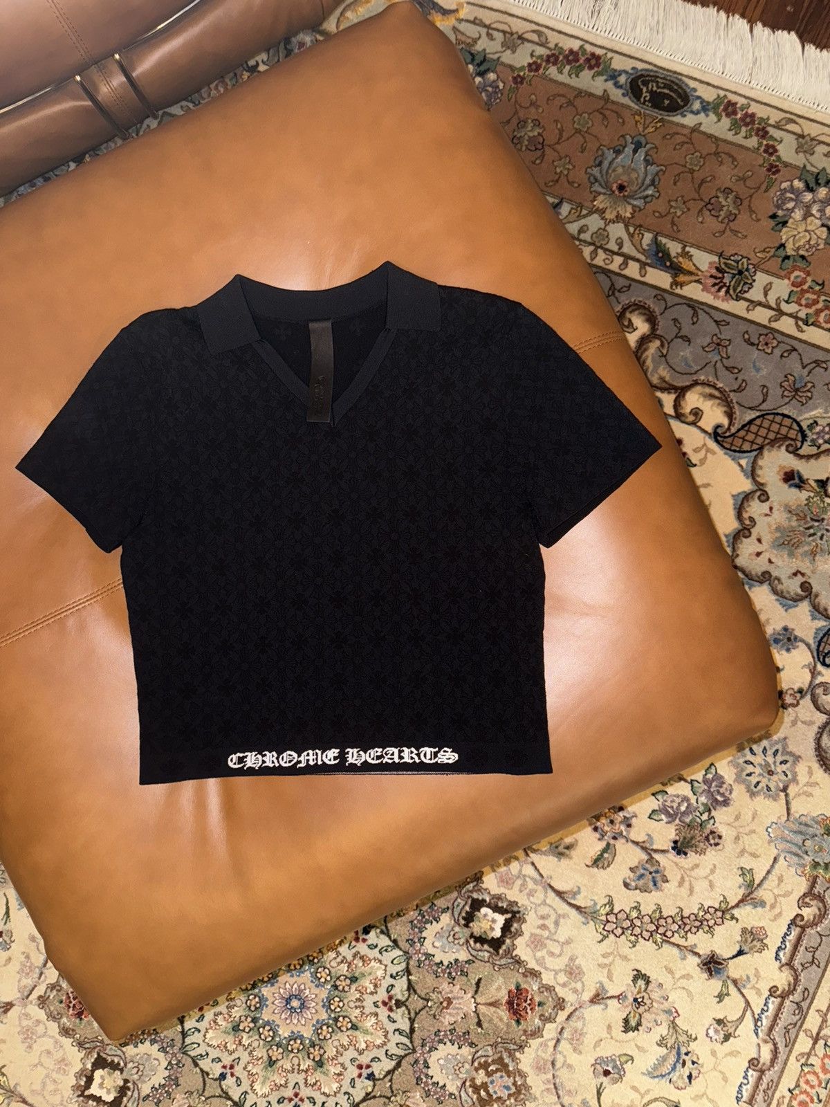 Chrome Hearts Chrome Hearts Black V Neck Polo - Large Size L / US 10 / IT 46 - 1 Thumbnail