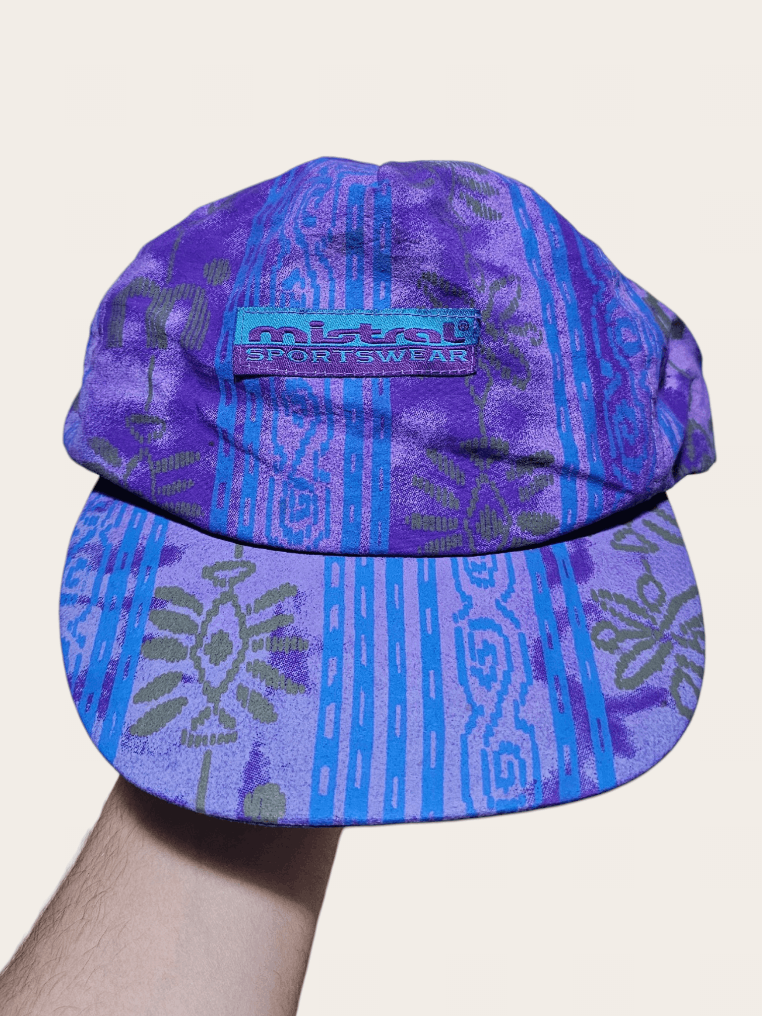 Vintage Mistral Sportswear Crazy Pattern 90's Hat Size ONE SIZE - 1 Thumbnail