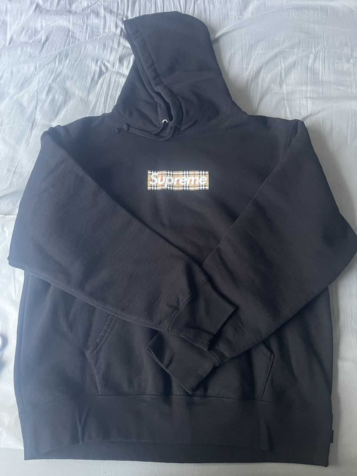 Supreme Supreme X Burberry Box Logo Hooded Sweatshirt Black Small | Grailed