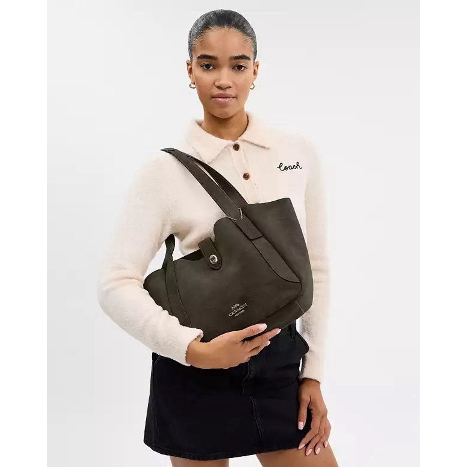 Coach NWT Coach Hadley Turnlock Tote Bag CCC76 Suede Leather Size ONE SIZE - 8 Thumbnail