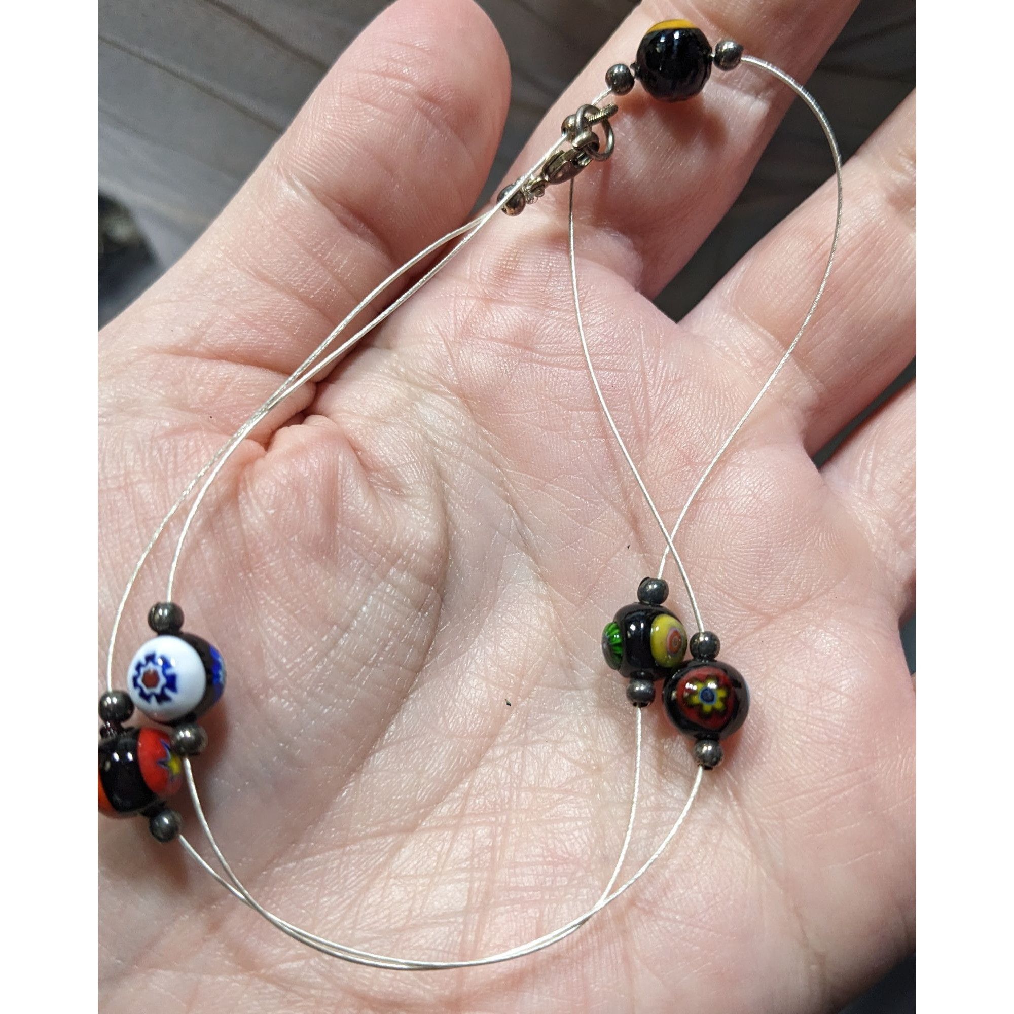 Handmade Handcrafted Murano Glass Bead Necklace With Silver Wire Size ONE SIZE - 5 Thumbnail