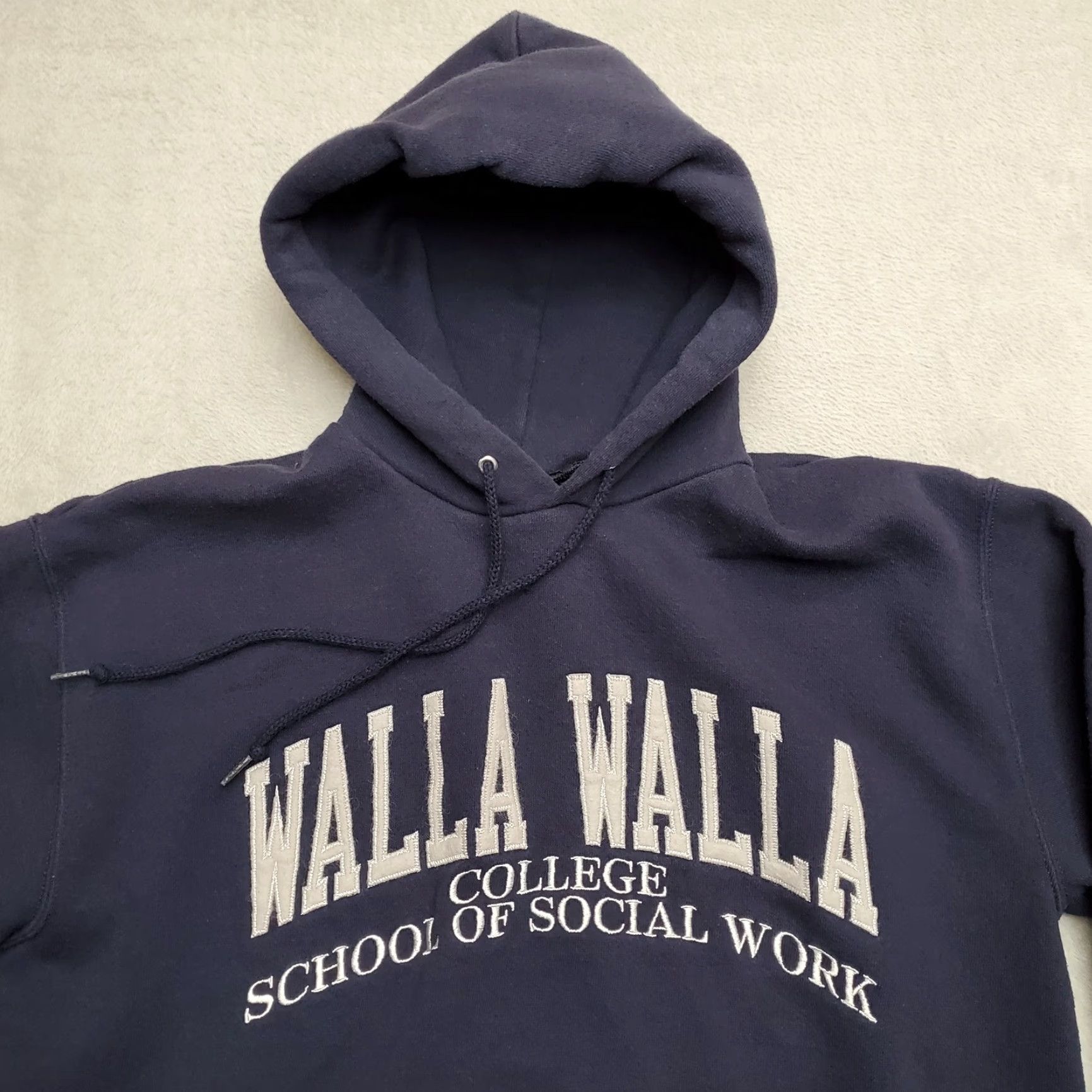 Lee VINTAGE Lee Hoodie Mens M Blue Long Sleeve Social Work Walla Walla College Embroidered Logo Size US M / EU 48-50 / 2 - 2 Thumbnail
