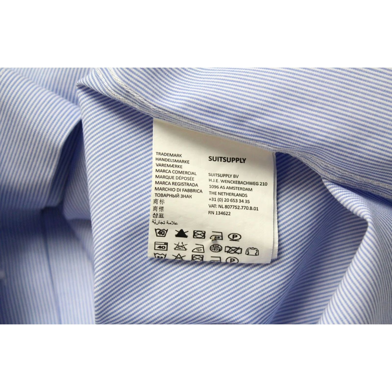 Suitsupply SUITSUPPLY Shirt Men's 43-7 / 17L Extra Slim Fit Cutaway Pinstripe Formal Try On Size 46R - 7 Thumbnail
