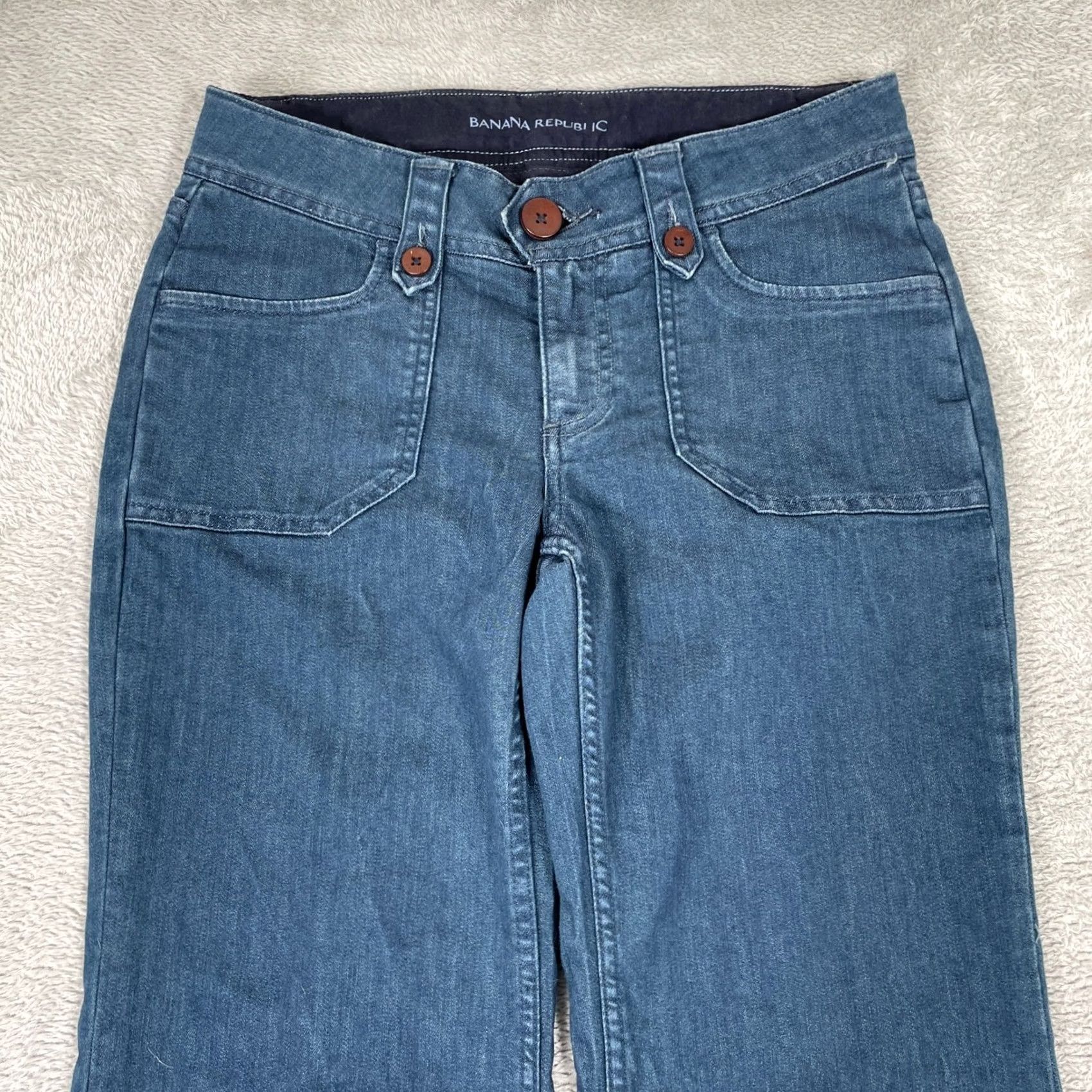 Banana Republic Banana Republic Jeans Womens 6 Tall Blue Wide Leg Patch Pocket Y2K Boho 2000s Jeans Size 28" / US 6 / IT 42 - 3 Thumbnail