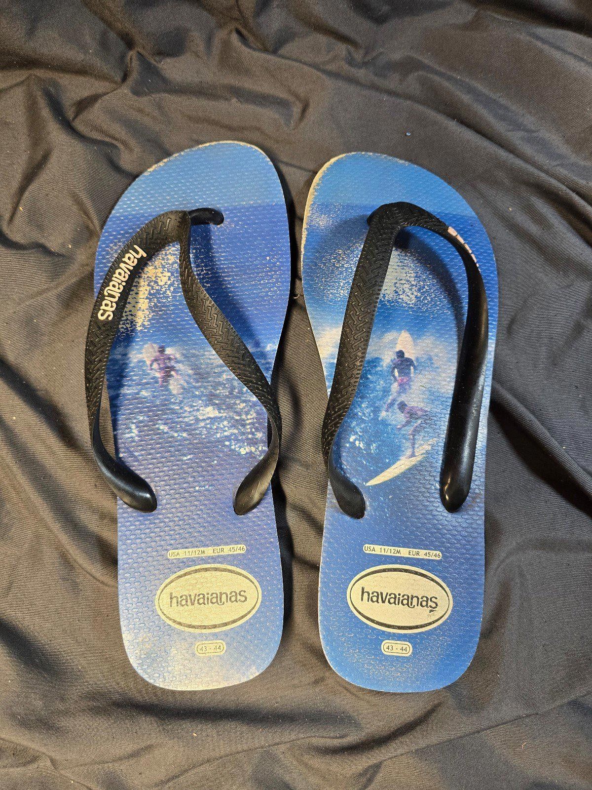 Designer Havaianas Brazil Flip Flops Blue Wave Size 11/12 US Size US 11 / IT 41 - 1 Thumbnail