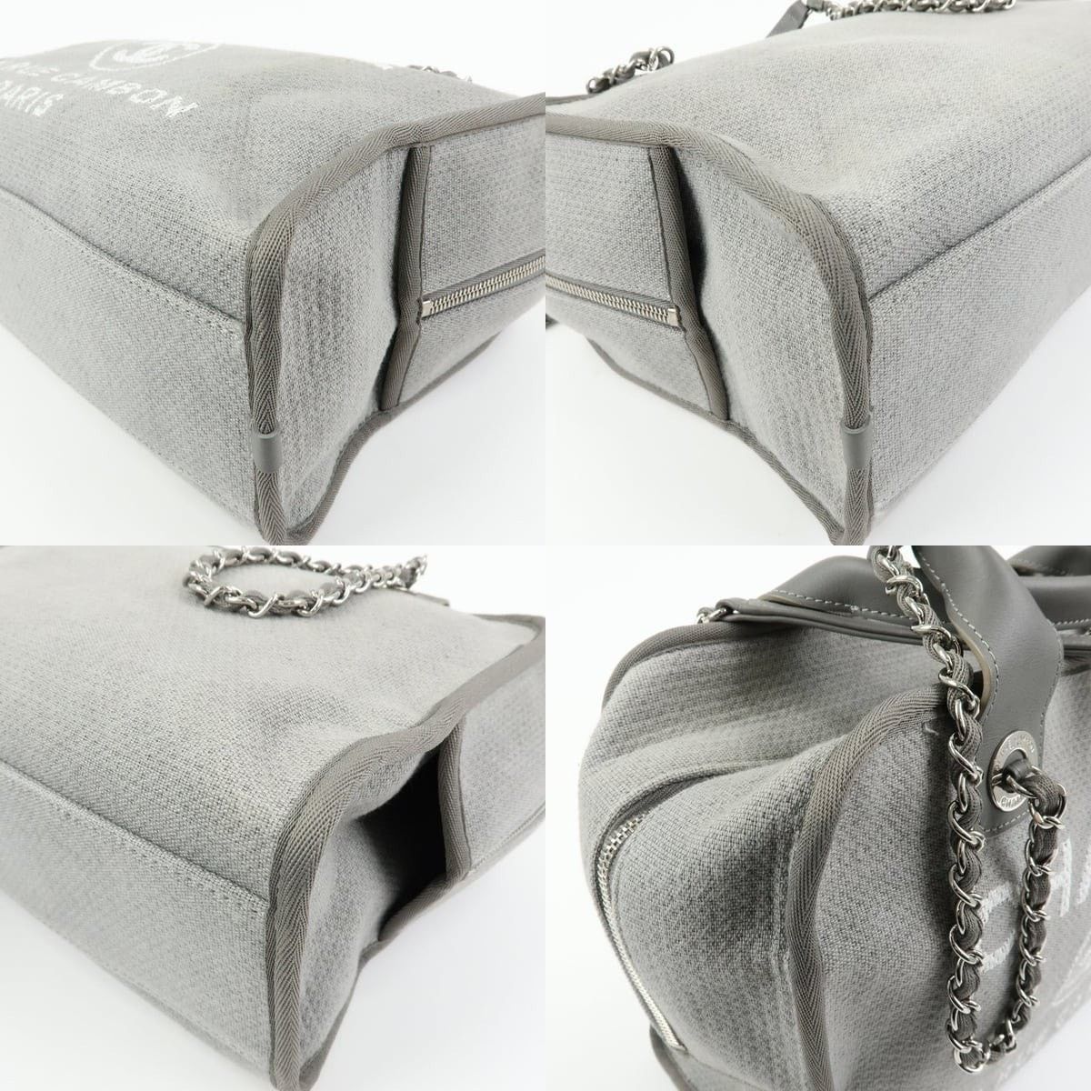 Chanel Chanel Deauville Boston Canvas & Leather Shoulder Bag Gray Size ONE SIZE - 5 Thumbnail