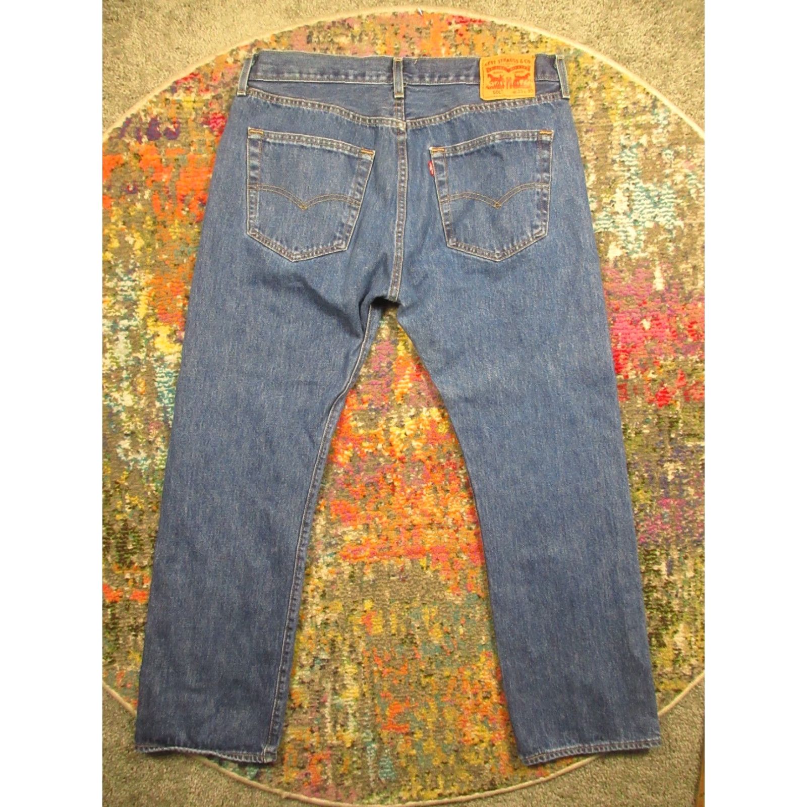 Levi's VINTAGE LEVI'S 501 Jeans 35x30 Mens Blue Denim Button Fly Straight Classic Fit 5-Pocket Mid Rise US 501 Series Size US 35 - 2 Thumbnail