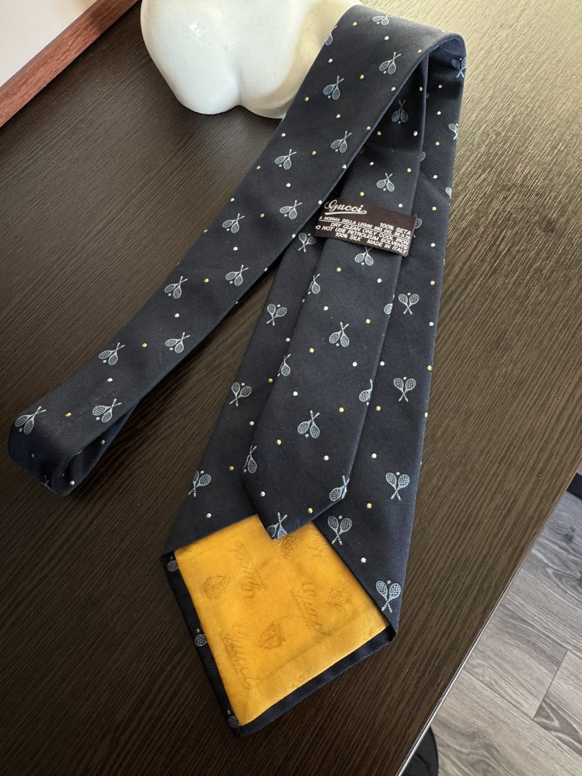 Gucci Vintage Gucci 1980’s Men’s RacquetsTennis Monogram Neck tie Size ONE SIZE - 5 Thumbnail