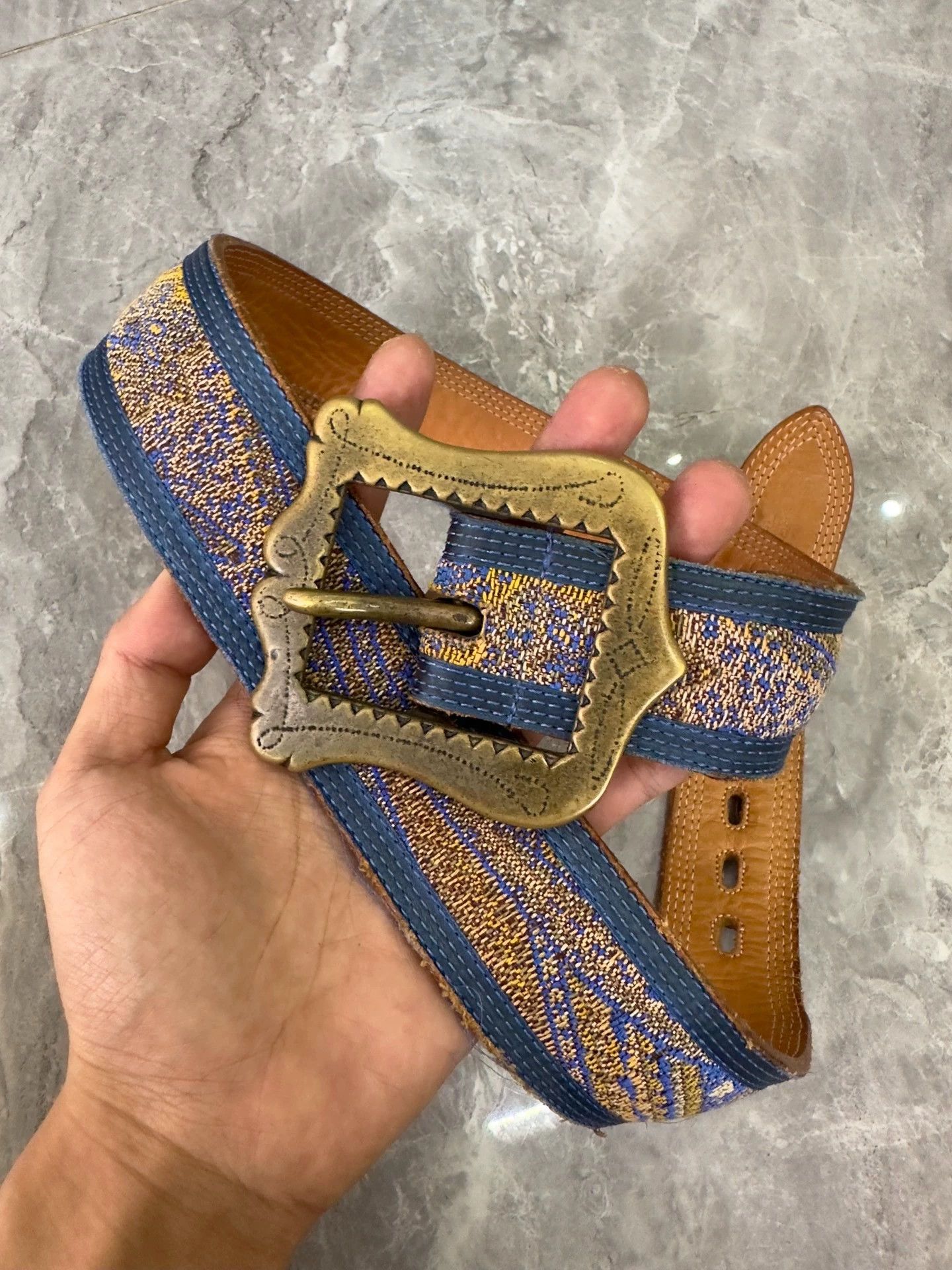 Number (N)ine Number(N)ine 09ss Miyashita Leather Court Embroidered Belt Size ONE SIZE - 2 Thumbnail