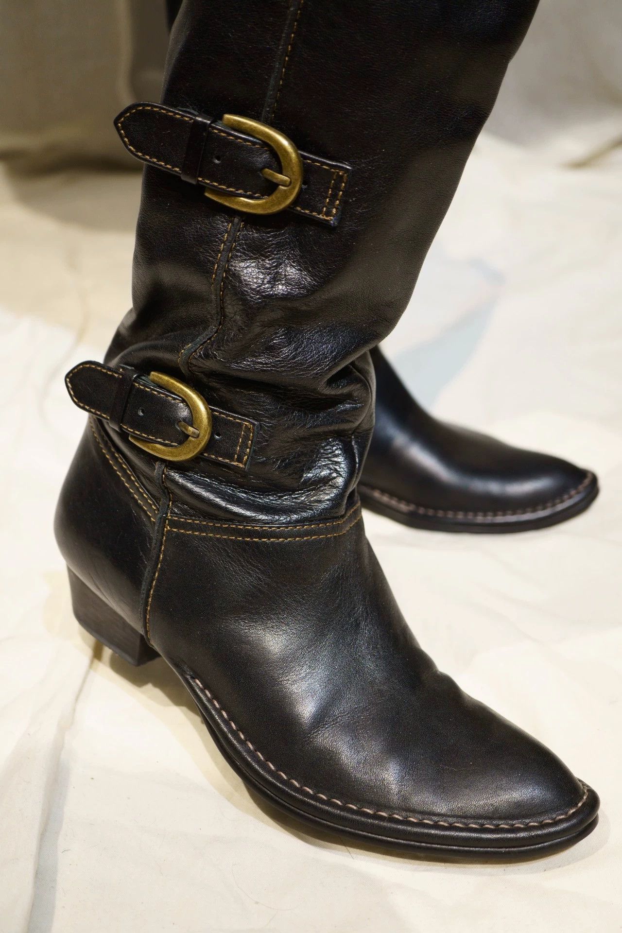 Anna Sui ANNASUI 1990s Magic Buckle Low Heel Boots 36-37 Size US 6 / IT 36 - 6 Thumbnail