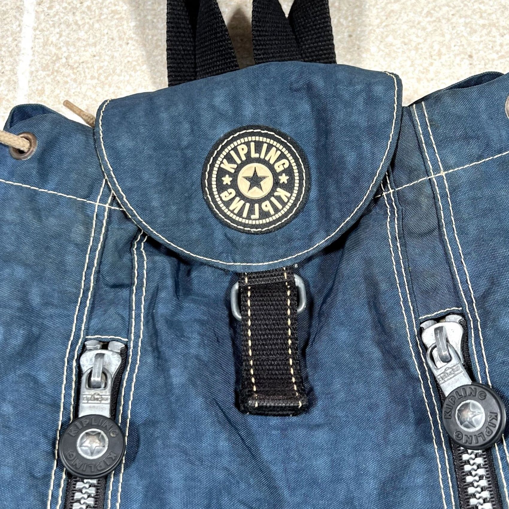 Vintage VINTAGE Kipling Backpack Drawstring Nylon Blue Women Size ONE SIZE - 4 Thumbnail