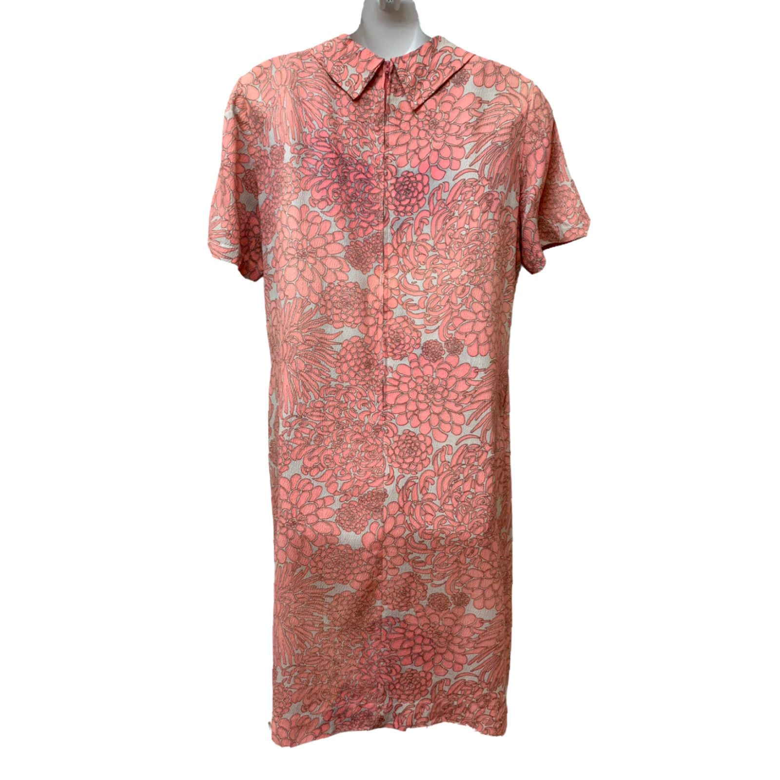 Vintage VINTAGE Day Dress Retro Fabric Pussy Bow Collar With Broach DAMON Fit Flare Women L/XL Orange Day Dress Womens Girls? Size L / US 10 / IT 46 - 2 Thumbnail