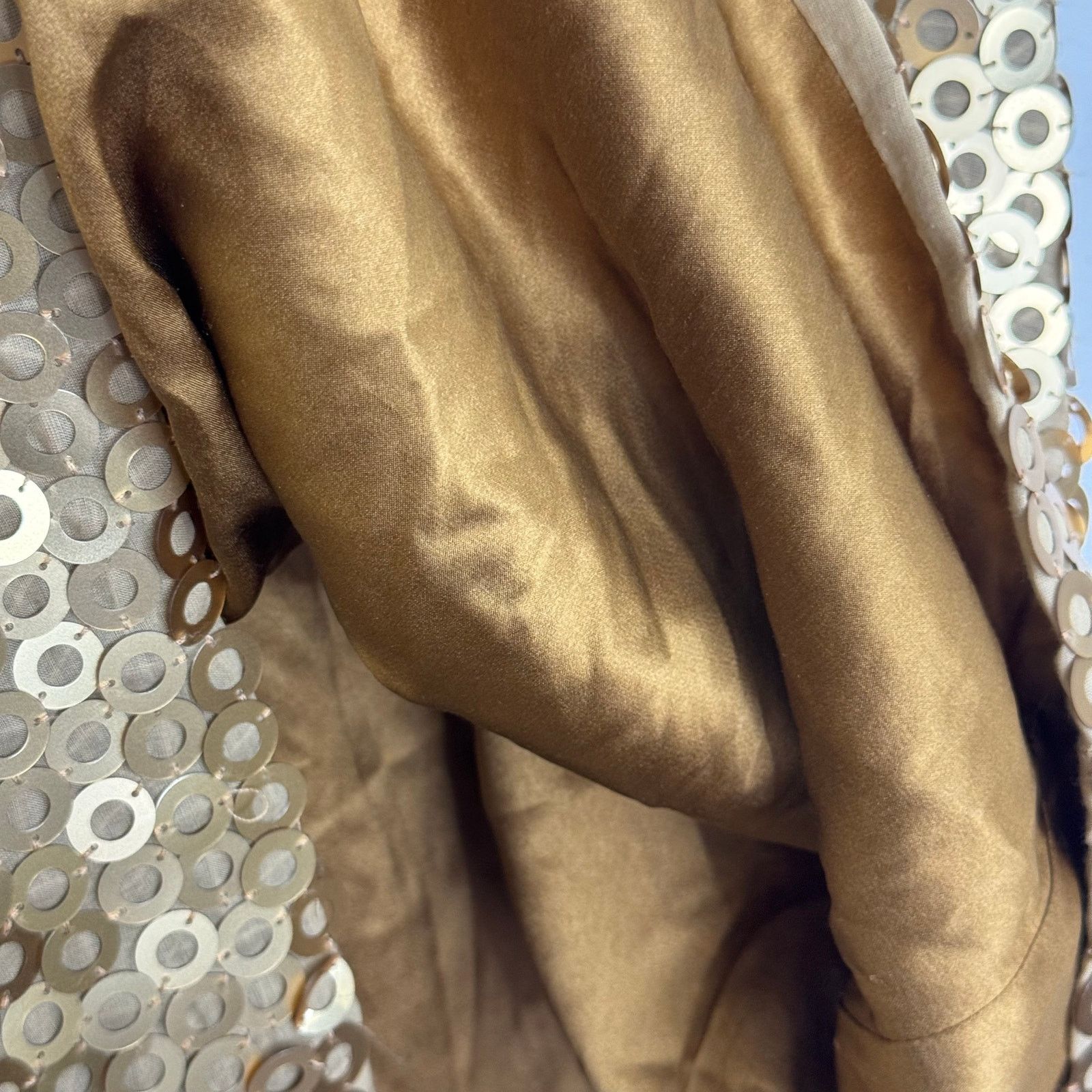 Alice + Olivia Alice + Olivia Gold Sequin Mini Shift Dress 100% Silk Lined Size S / US 4 / IT 40 - 4 Thumbnail