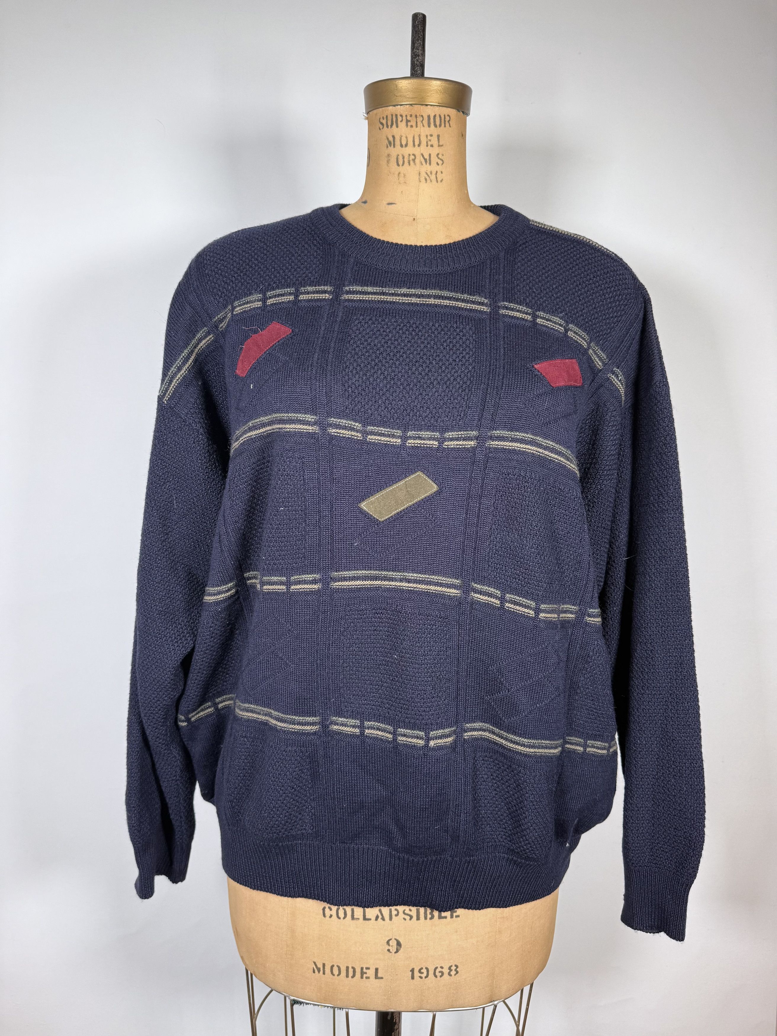 Vintage Vintage Patch Work Knitted Sweater Size US L / EU 52-54 / 3 - 1 Thumbnail