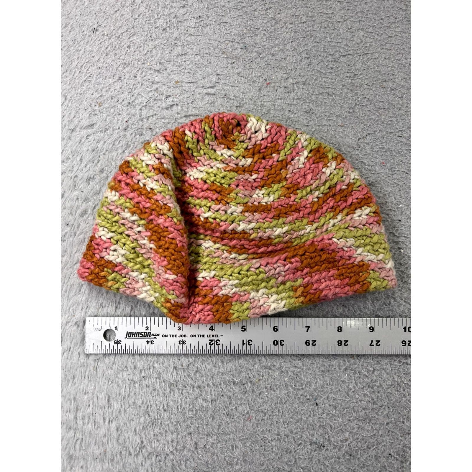 Pinko handmade beanie toque adult one size multicolor pink green acrylic knit hat Beanie Adults Multicolor Knit Cap colors 90s Colorful Ski Mens Size ONE SIZE - 3 Thumbnail