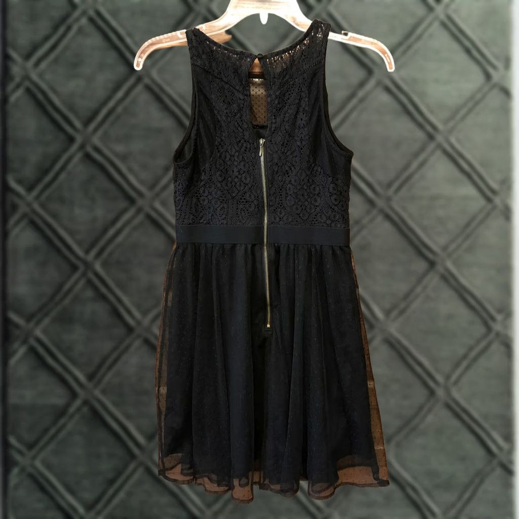 Vintage Xhilaration Tank Dress XS Lace Fit & Flare Mini Black Sheer Back Zipper Womens XS Size XS / US 0-2 / IT 36-38 - 1 Thumbnail