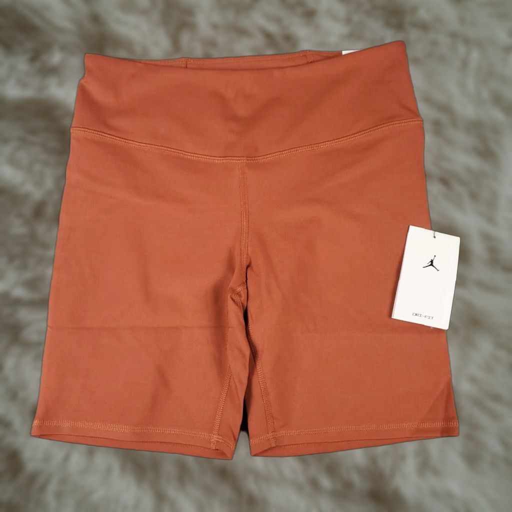 Jordan Brand Jordan Shorts Womens M Orange Bike Shorts High Wide Drawstring Waist Regular Comfort Stretch Basketball Style Sports Modern Classic Womens Size 32" / US 10 / IT 46 - 1 Thumbnail