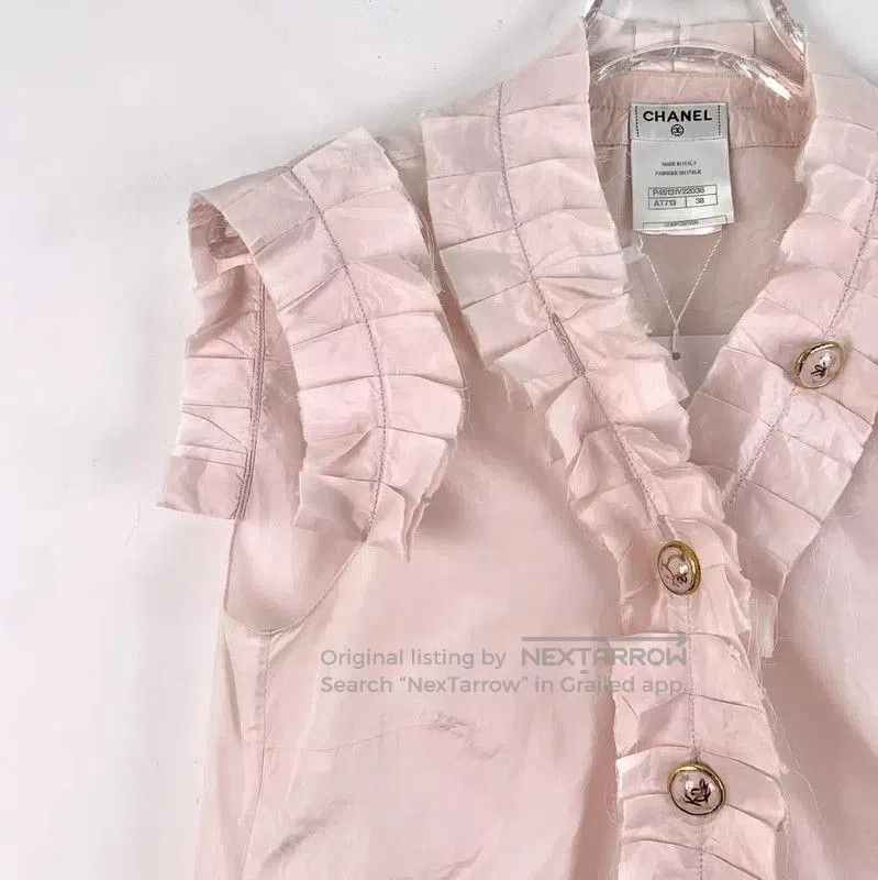 Chanel Chanel Silk Pink Blouse with Ruffled Details . Size S / US 4 / IT 40 - 2 Thumbnail